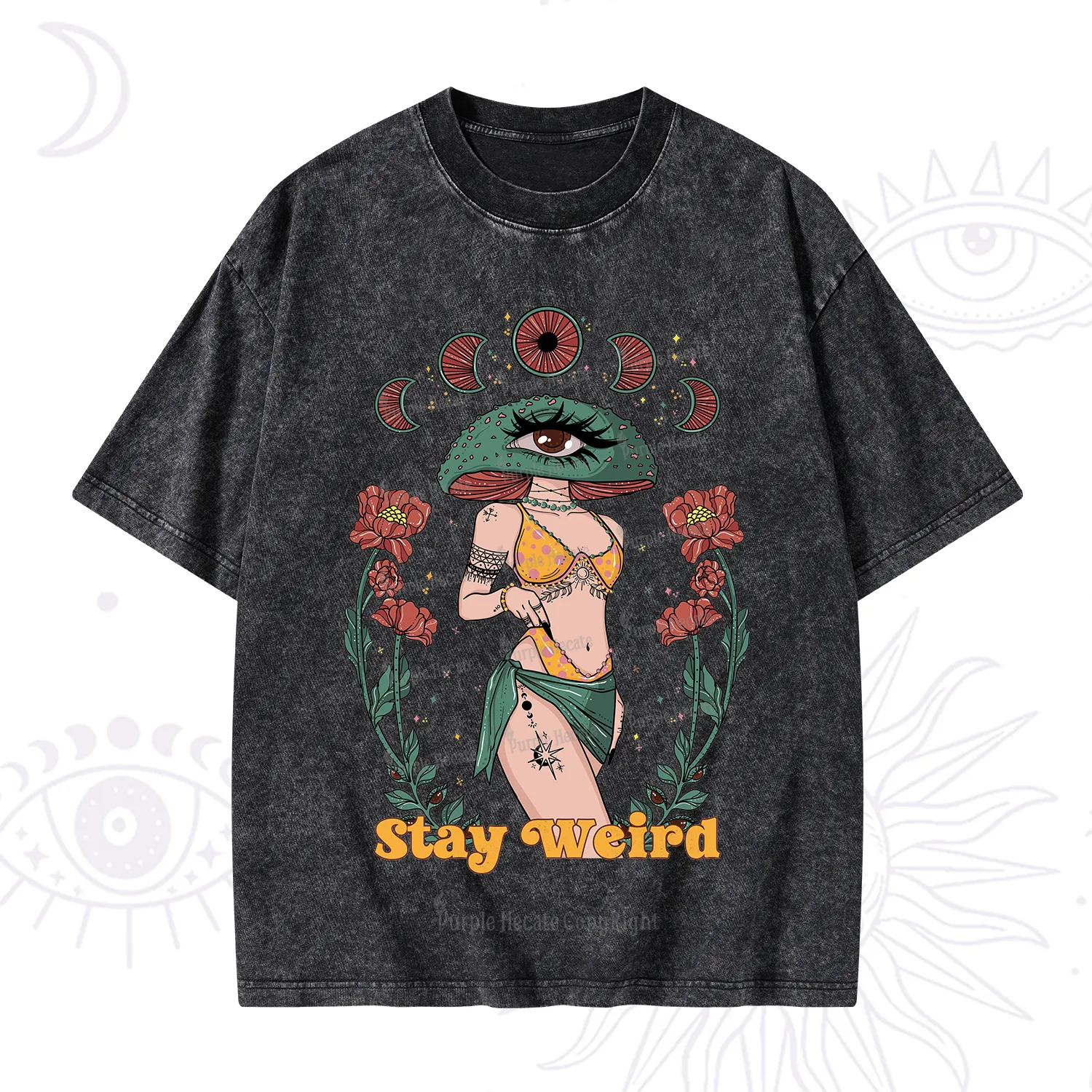 Purplehecate Stay Weird Washed T-Shirt