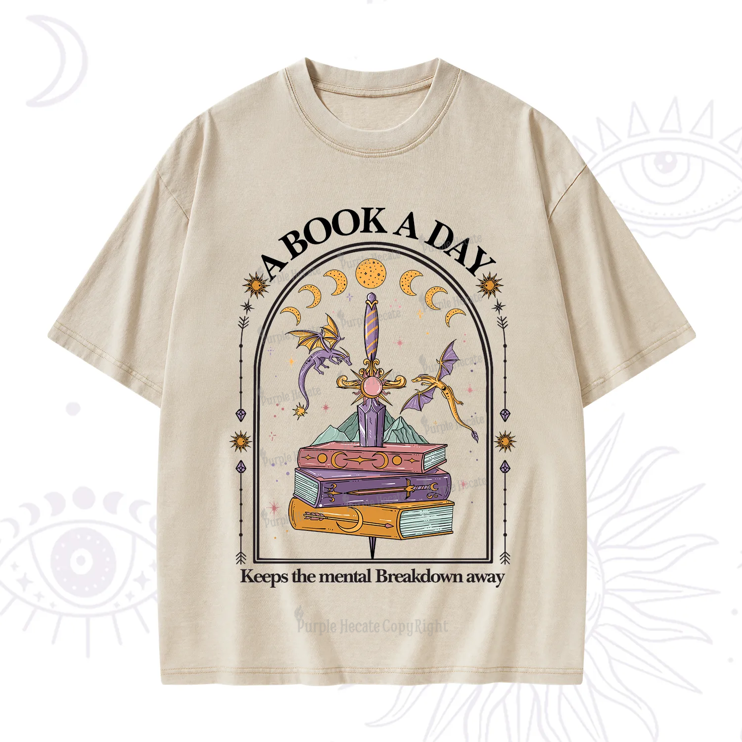 Purplehecate A Book A Day Keeps The Mental Breakdown Away Washed T-Shirt