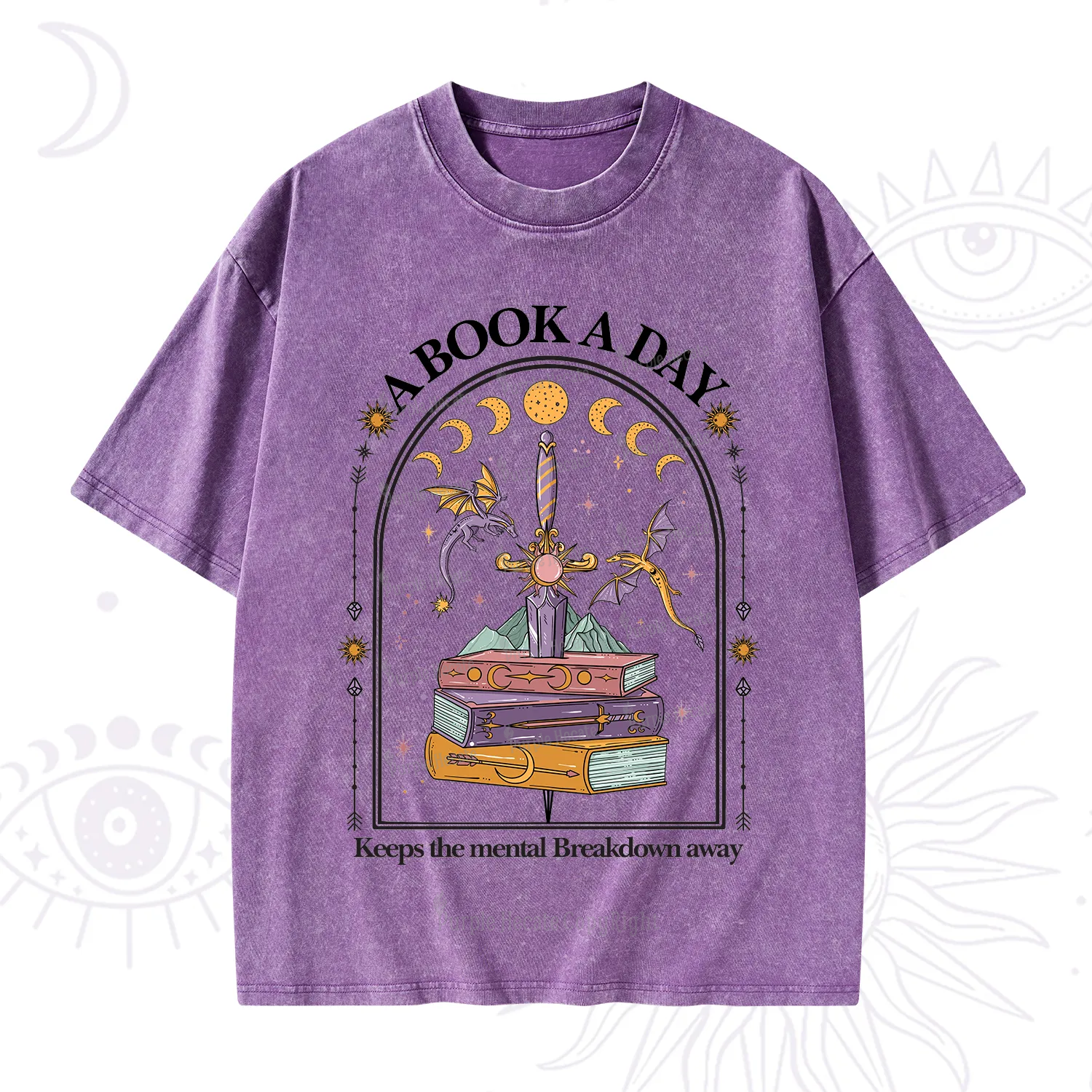Purplehecate A Book A Day Keeps The Mental Breakdown Away Washed T-Shirt
