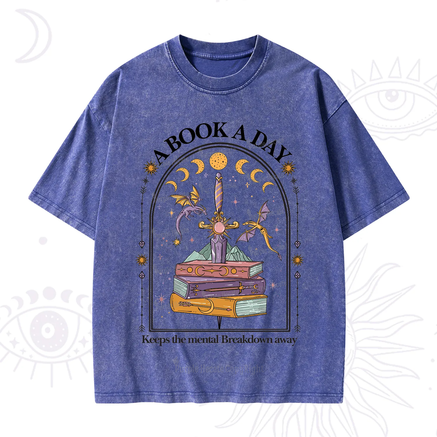 Purplehecate A Book A Day Keeps The Mental Breakdown Away Washed T-Shirt