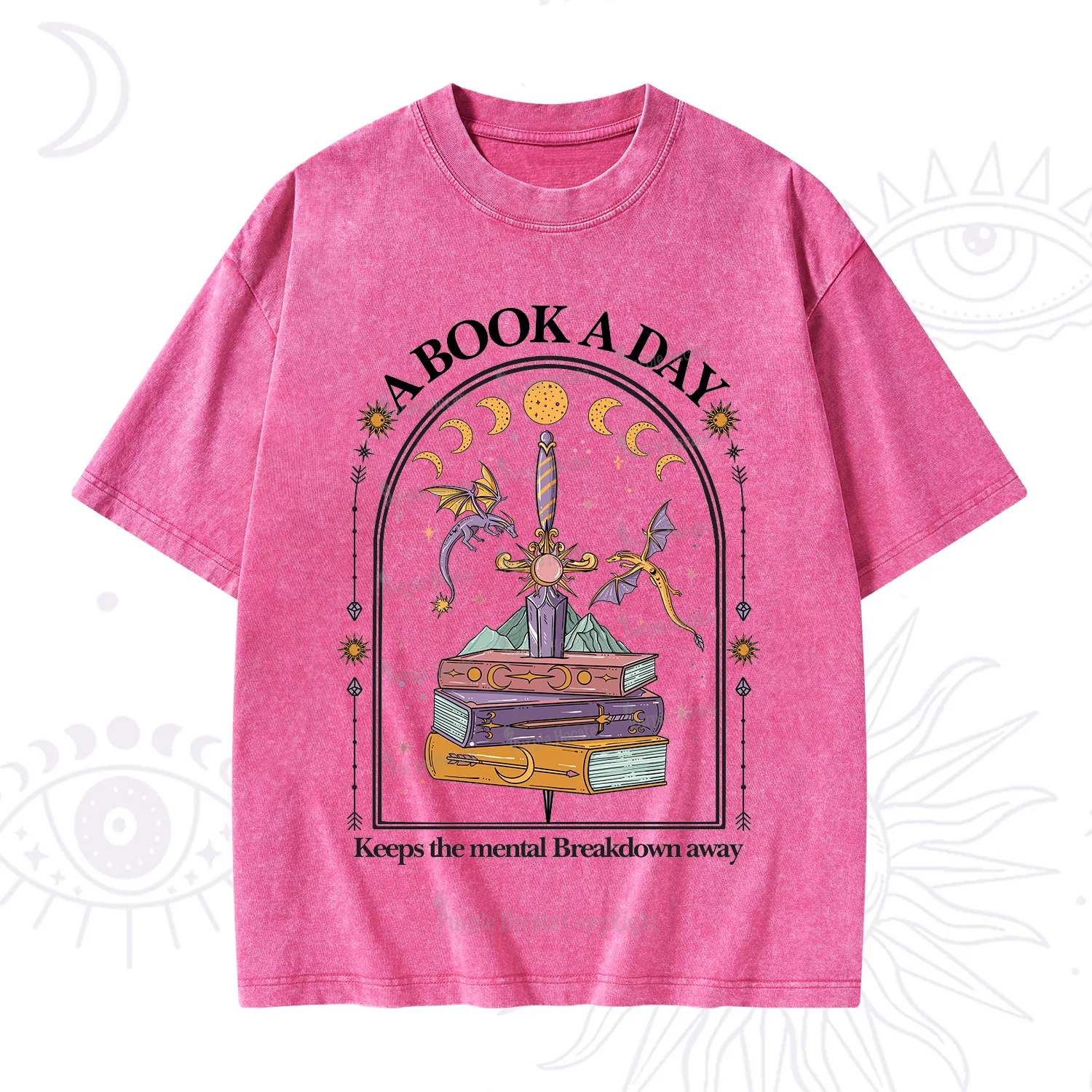 Purplehecate A Book A Day Keeps The Mental Breakdown Away Washed T-Shirt