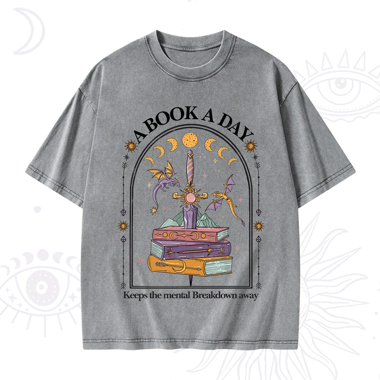 Purplehecate A Book A Day Keeps The Mental Breakdown Away Washed T-Shirt