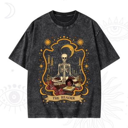 Purplehecate The Reader Skeleton Washed T-Shirt