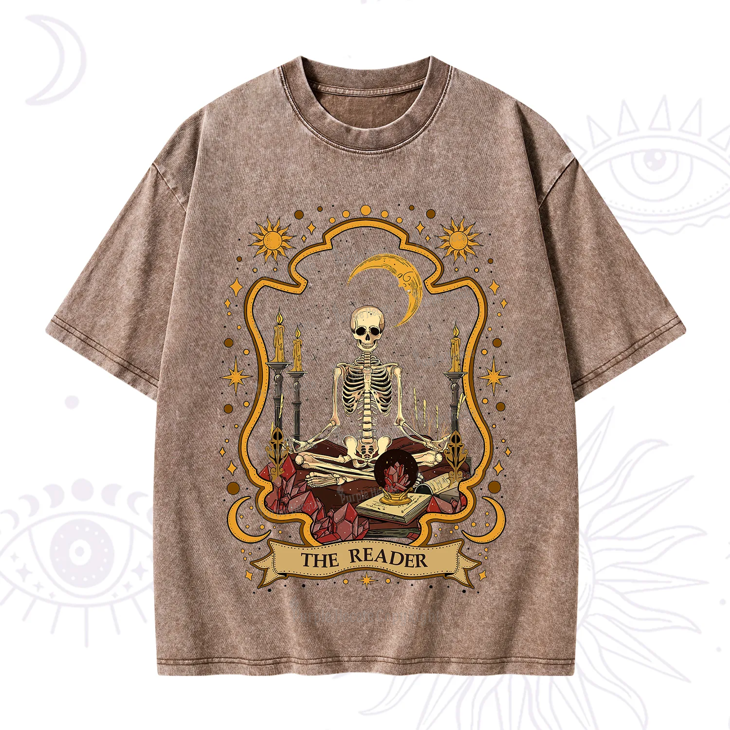 Purplehecate The Reader Skeleton Washed T-Shirt