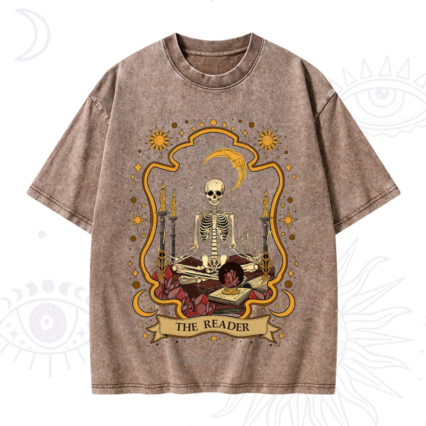 Purplehecate The Reader Skeleton Washed T-Shirt