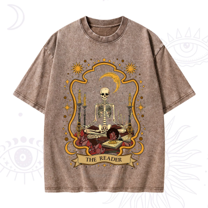 Purplehecate The Reader Skeleton Washed T-Shirt