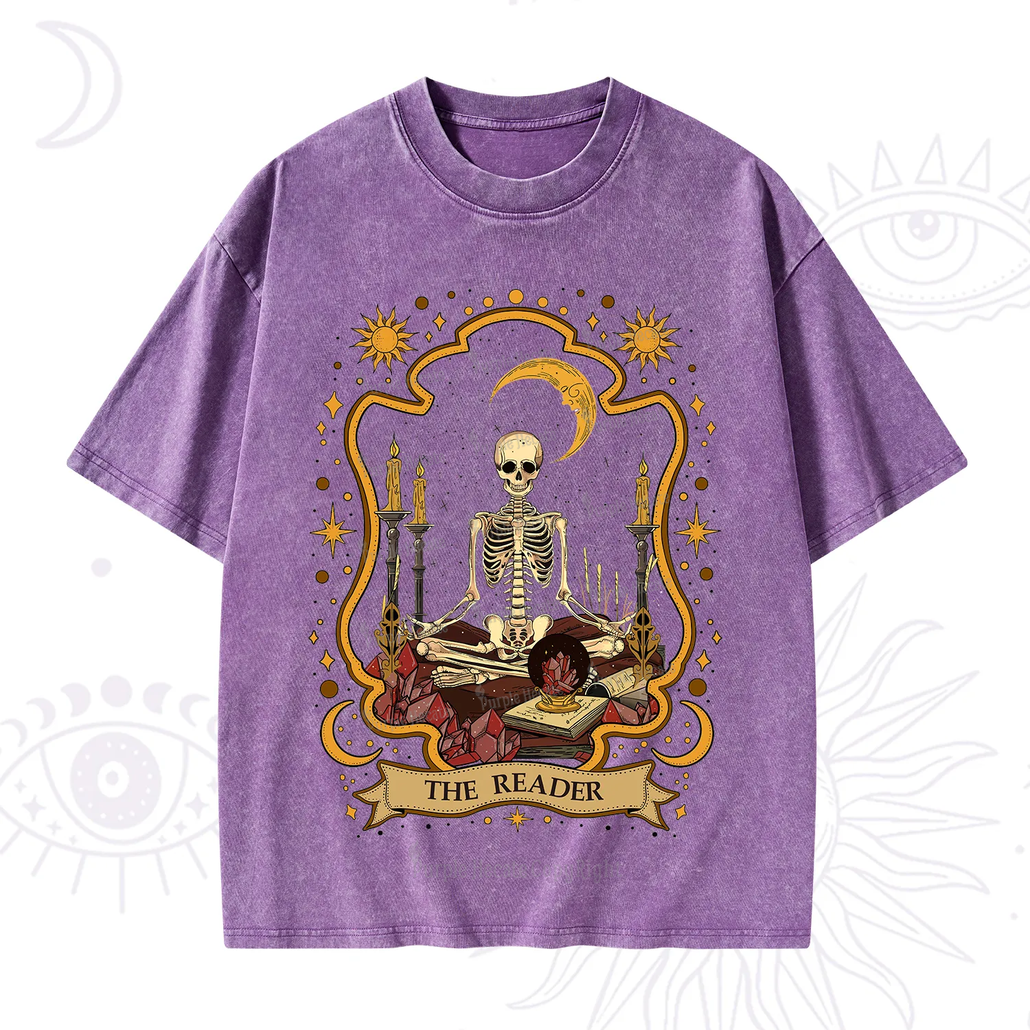 Purplehecate The Reader Skeleton Washed T-Shirt