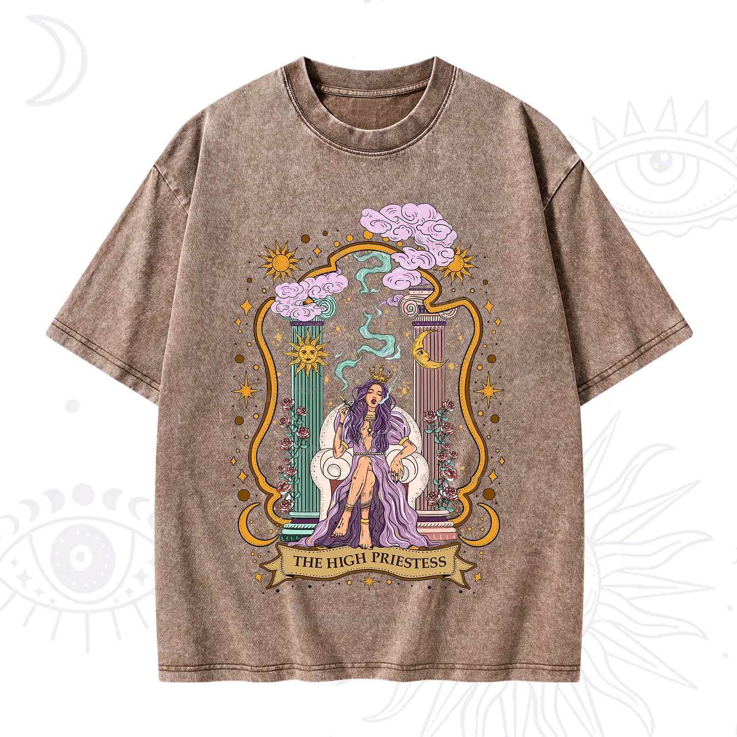 Purplehecate The High Priestess Goddess Washed T-Shirt