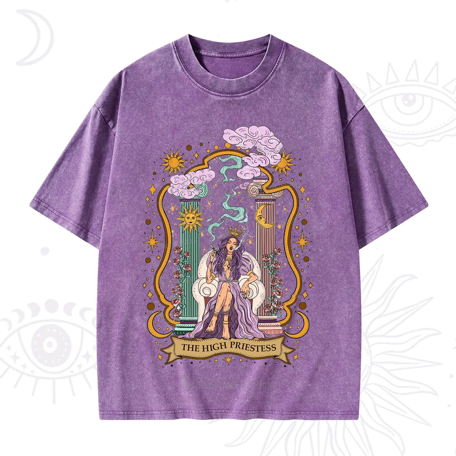 Purplehecate The High Priestess Goddess Washed T-Shirt