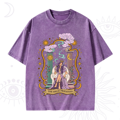 Purplehecate The High Priestess Goddess Washed T-Shirt