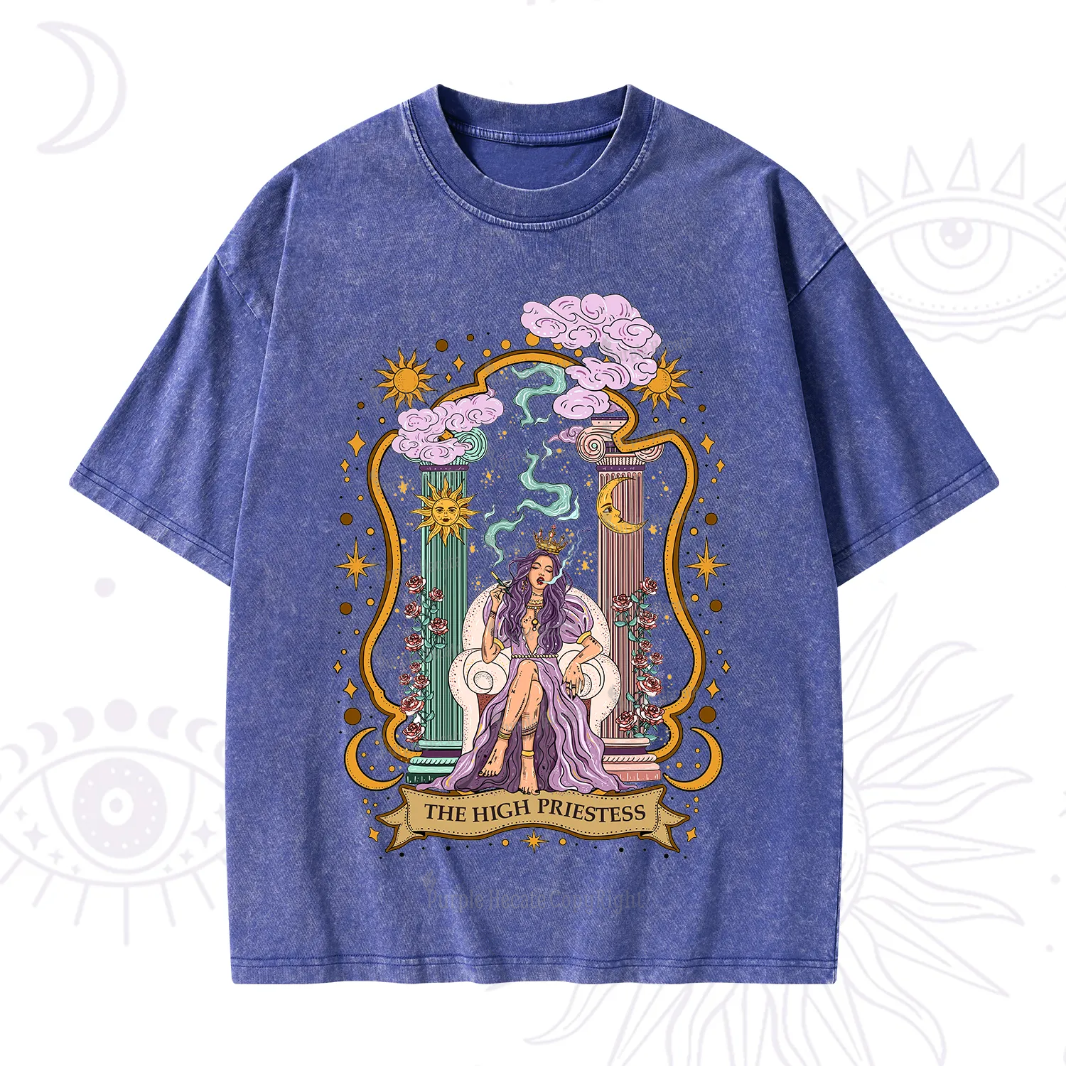 Purplehecate The High Priestess Goddess Washed T-Shirt