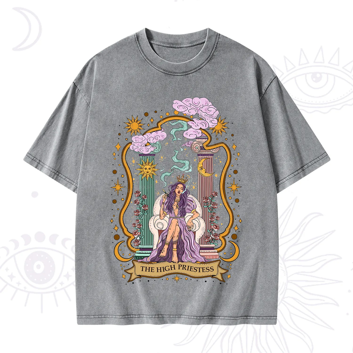 Purplehecate The High Priestess Goddess Washed T-Shirt
