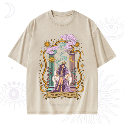 Purplehecate The High Priestess Goddess Washed T-Shirt