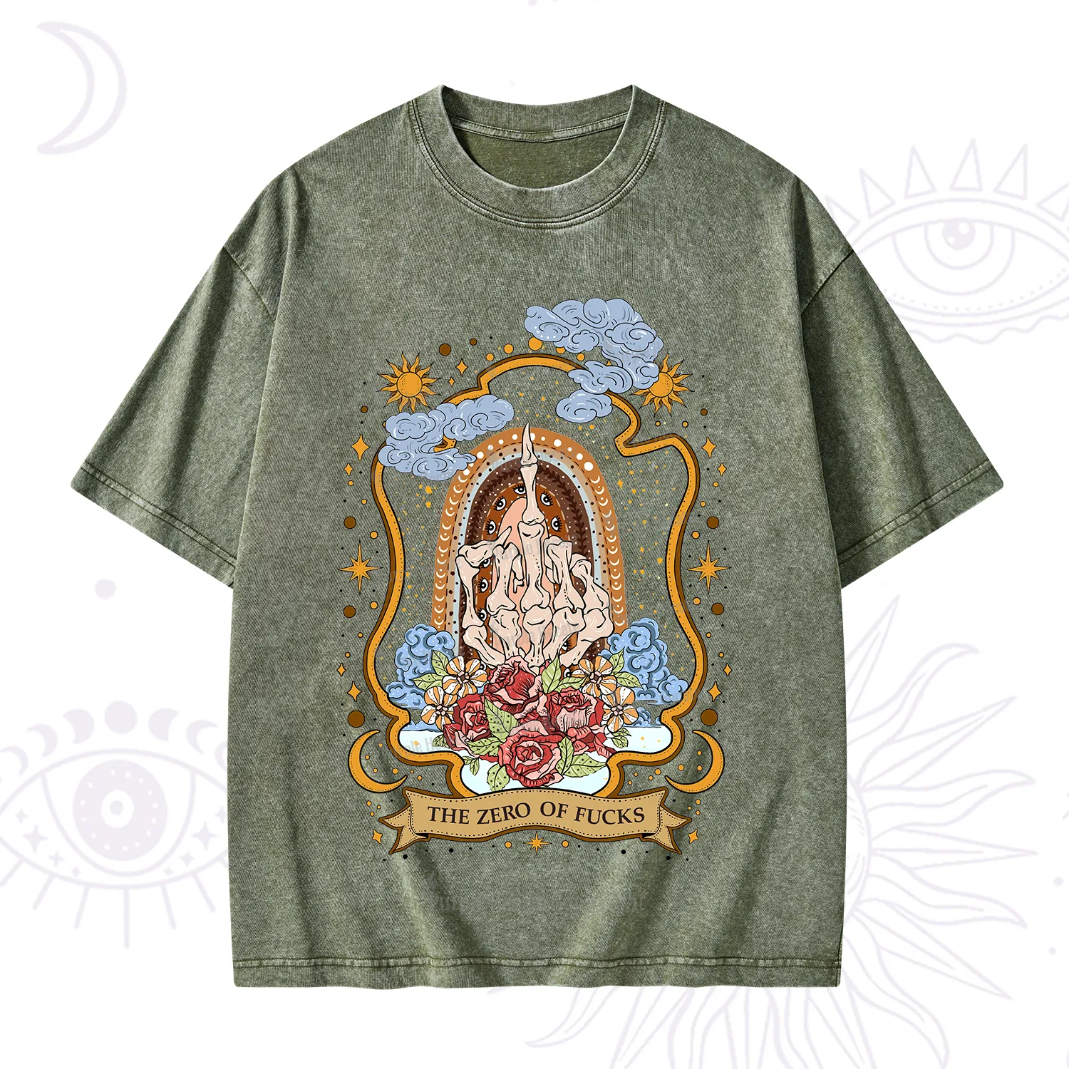 Purplehecate The Zero of Fucks Skeleton Washed T-Shirt