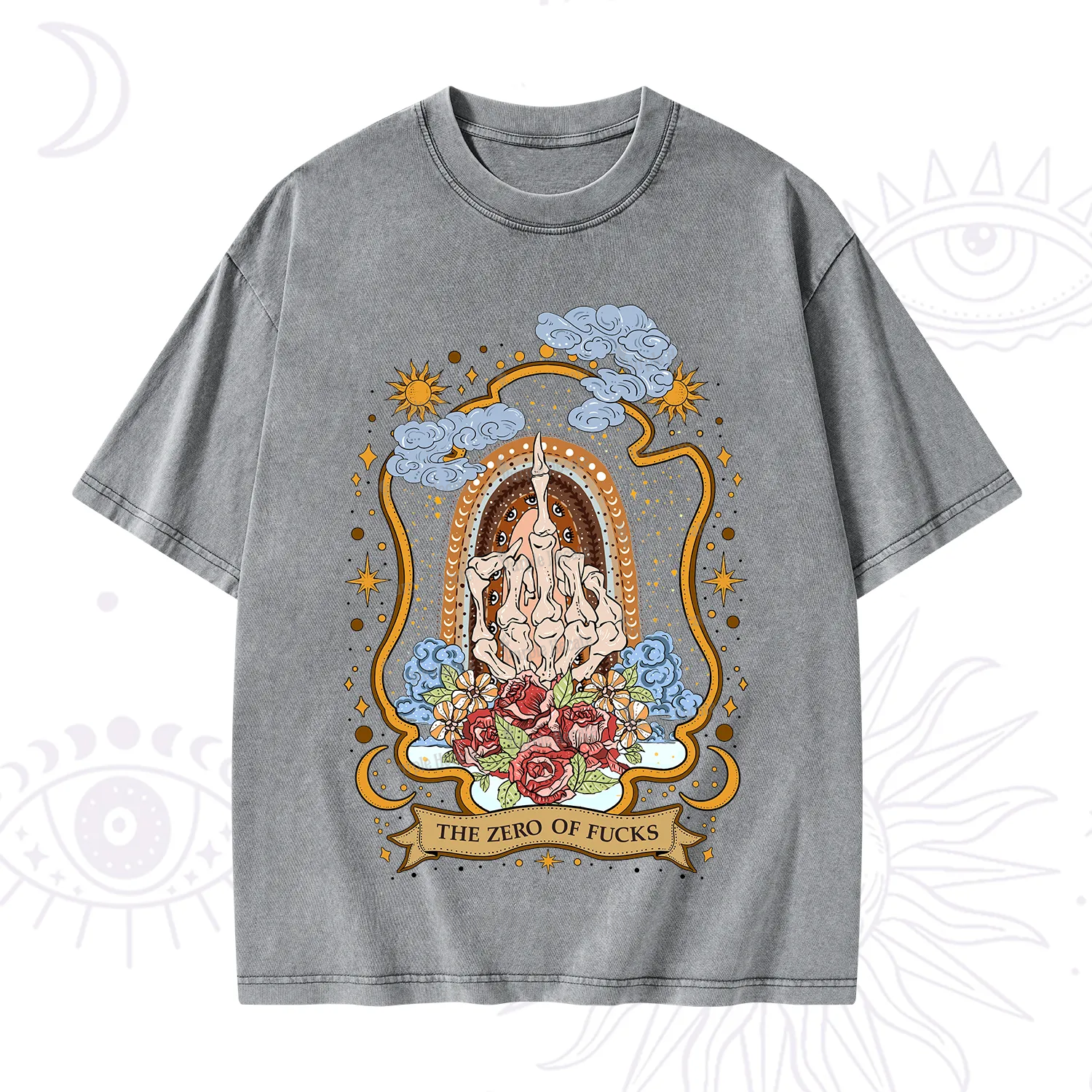 Purplehecate The Zero of Fucks Skeleton Washed T-Shirt