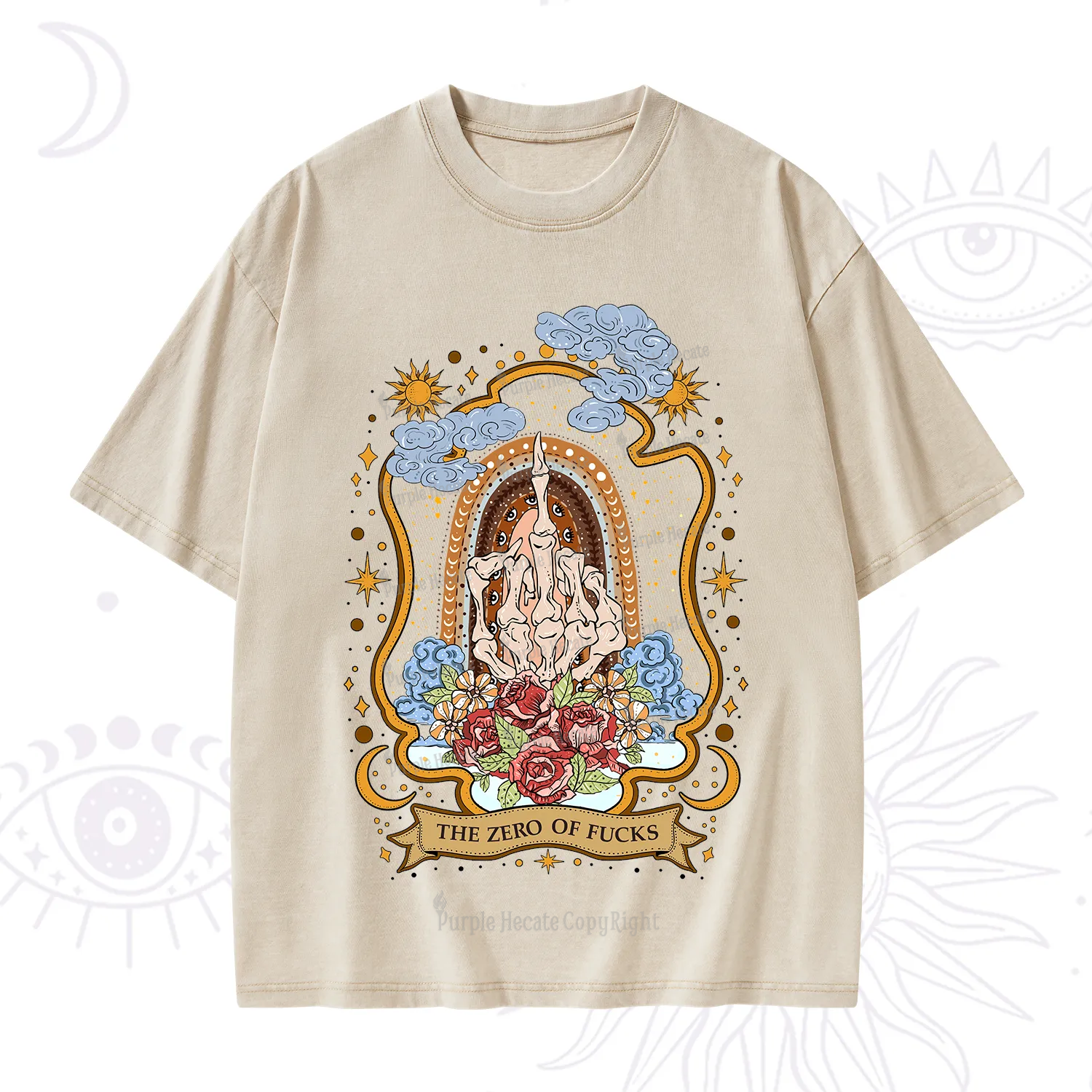 Purplehecate The Zero of Fucks Skeleton Washed T-Shirt