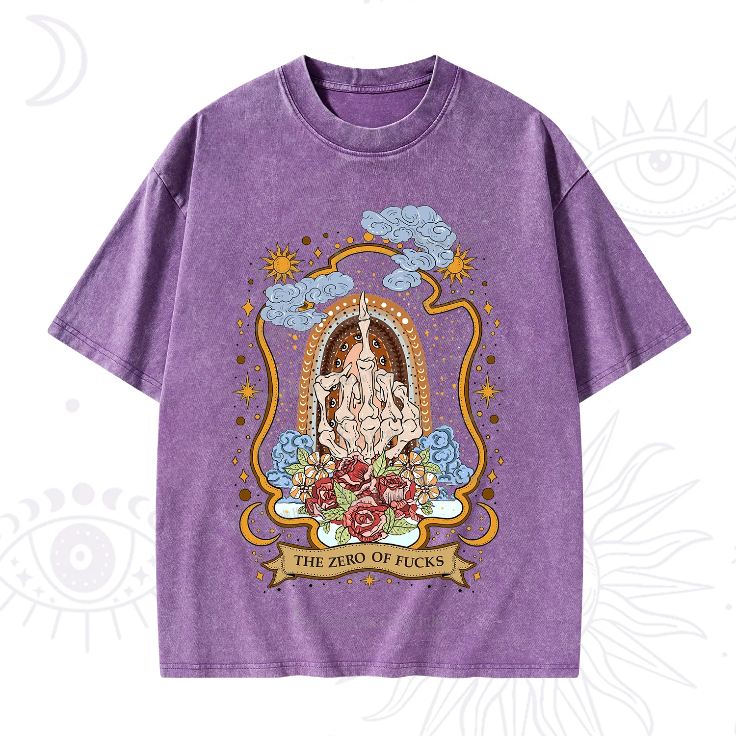 Purplehecate The Zero of Fucks Skeleton Washed T-Shirt
