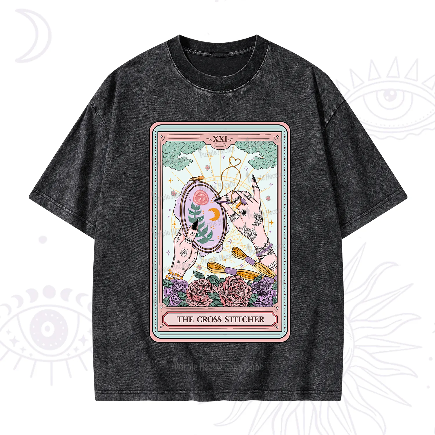 Purplehecate The Cross Stitcher Tarot Washed T-Shirt