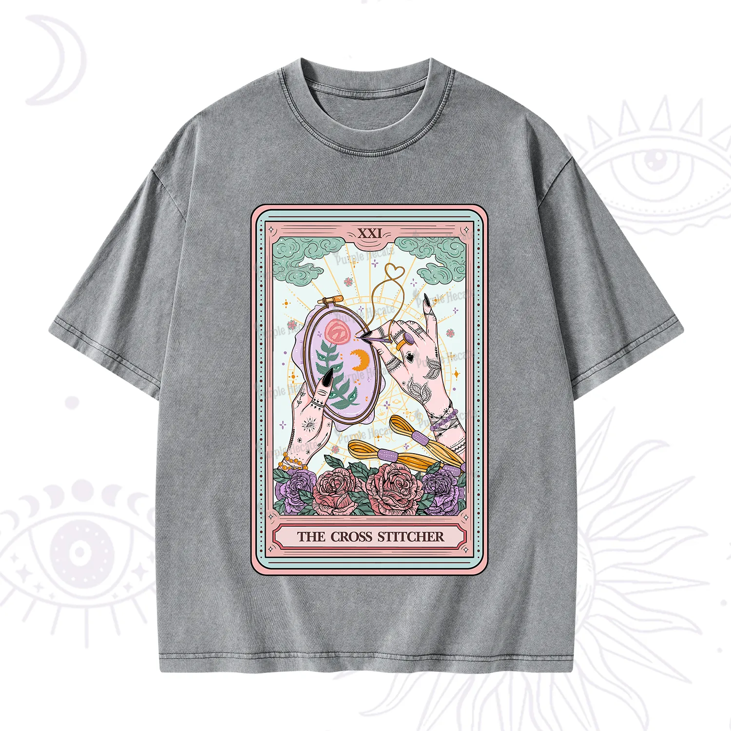 Purplehecate The Cross Stitcher Tarot Washed T-Shirt