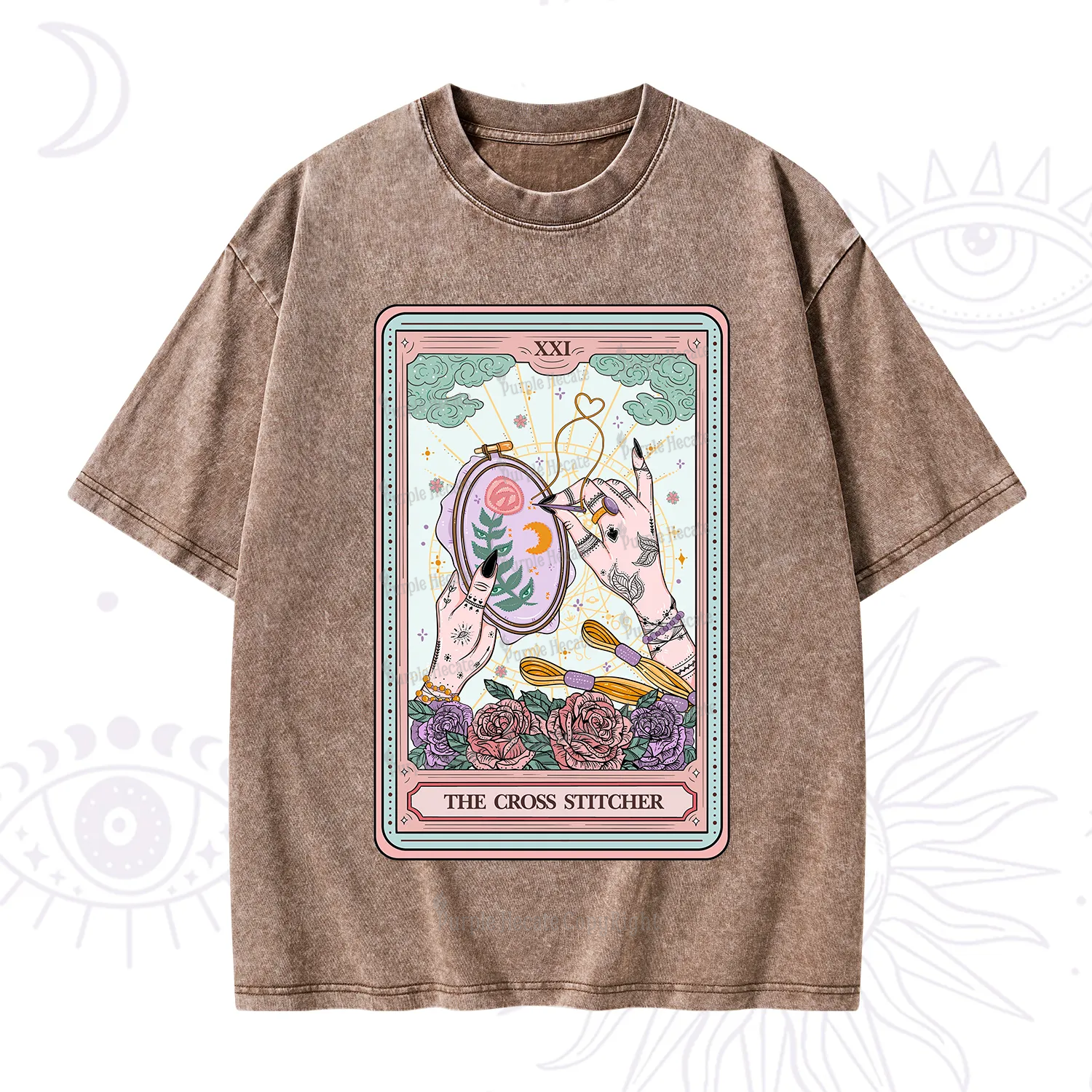 Purplehecate The Cross Stitcher Tarot Washed T-Shirt