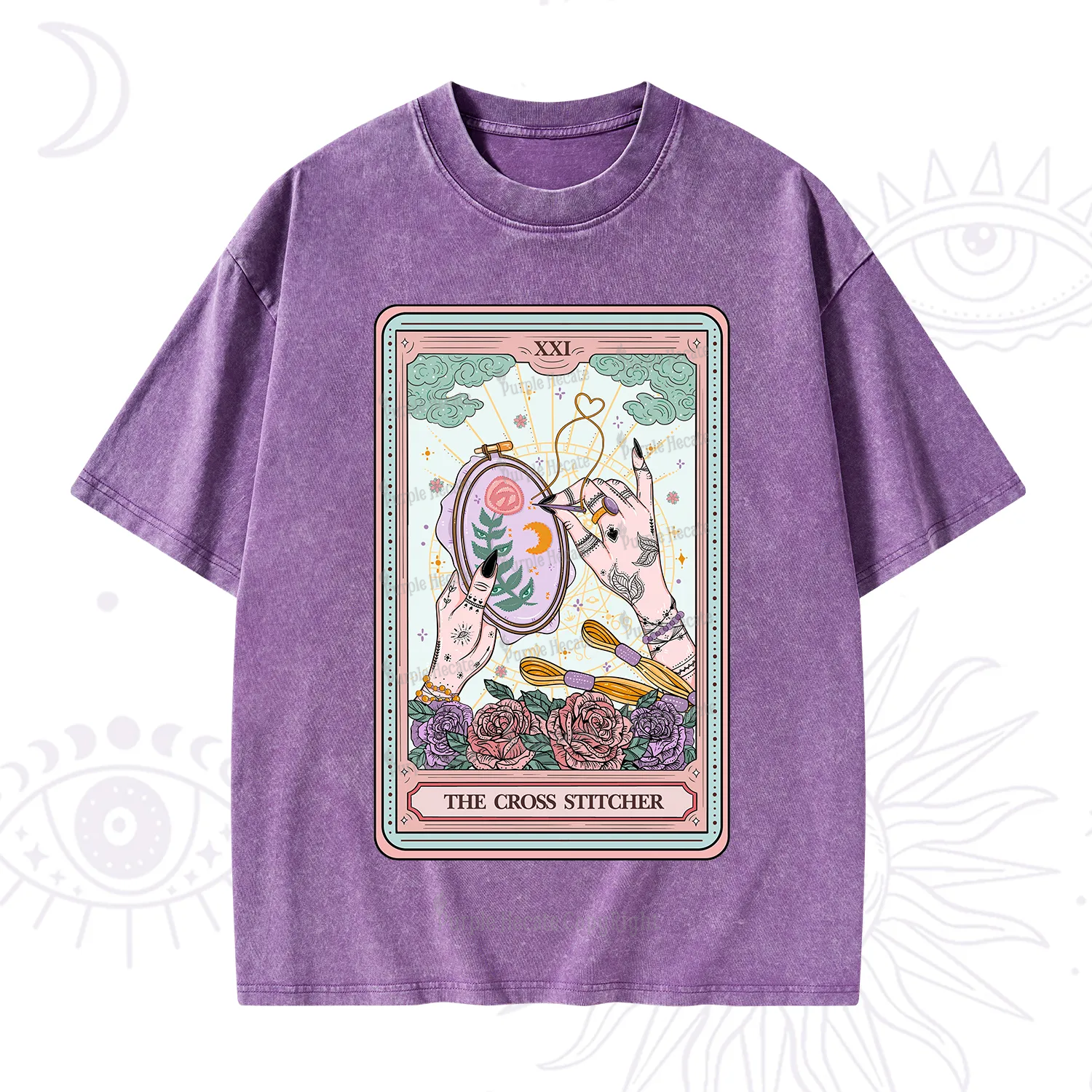Purplehecate The Cross Stitcher Tarot Washed T-Shirt