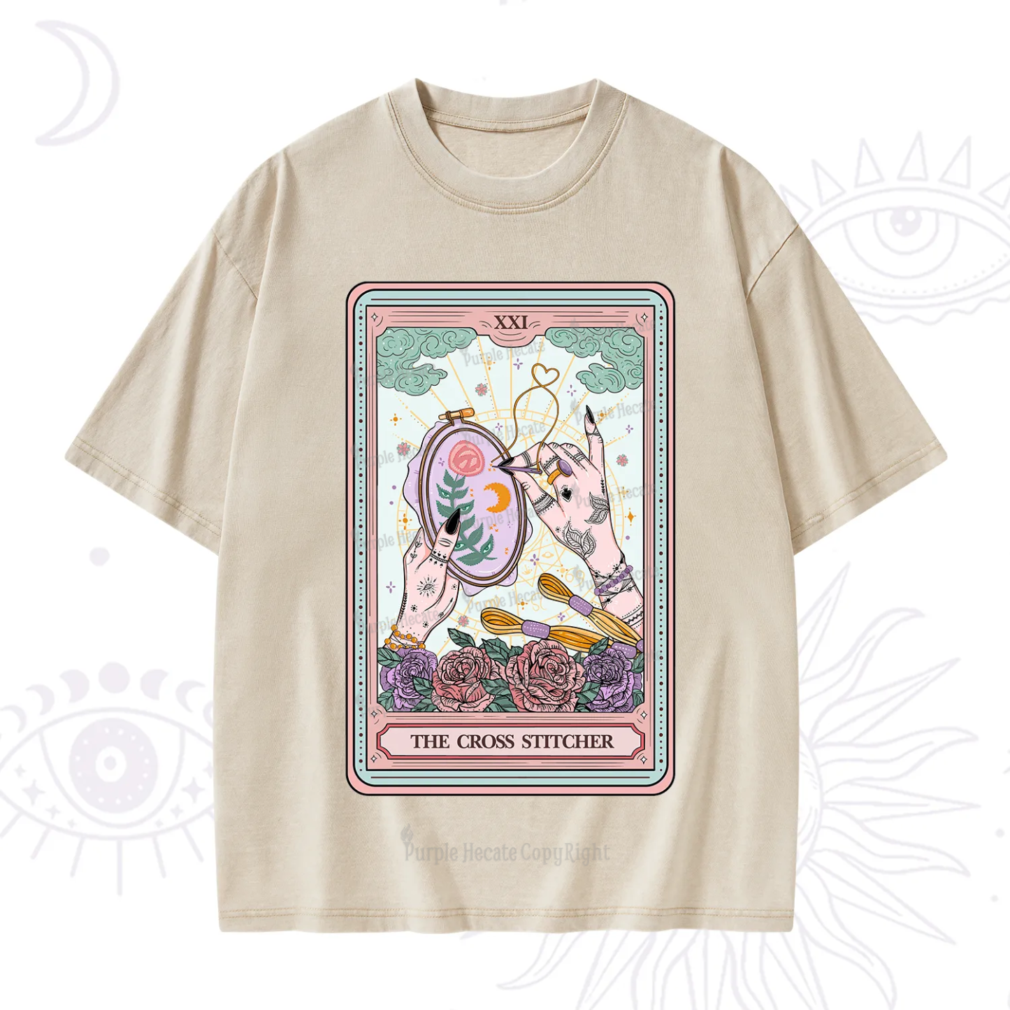 Purplehecate The Cross Stitcher Tarot Washed T-Shirt