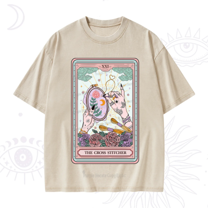 Purplehecate The Cross Stitcher Tarot Washed T-Shirt
