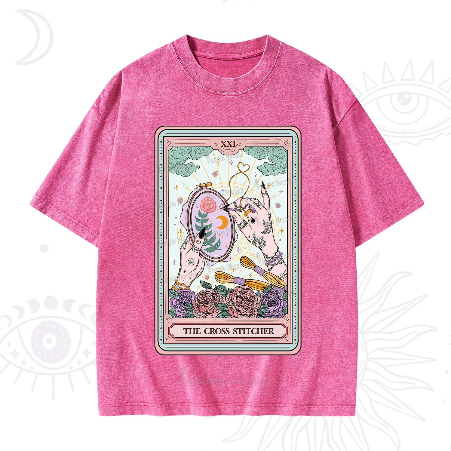 Purplehecate The Cross Stitcher Tarot Washed T-Shirt