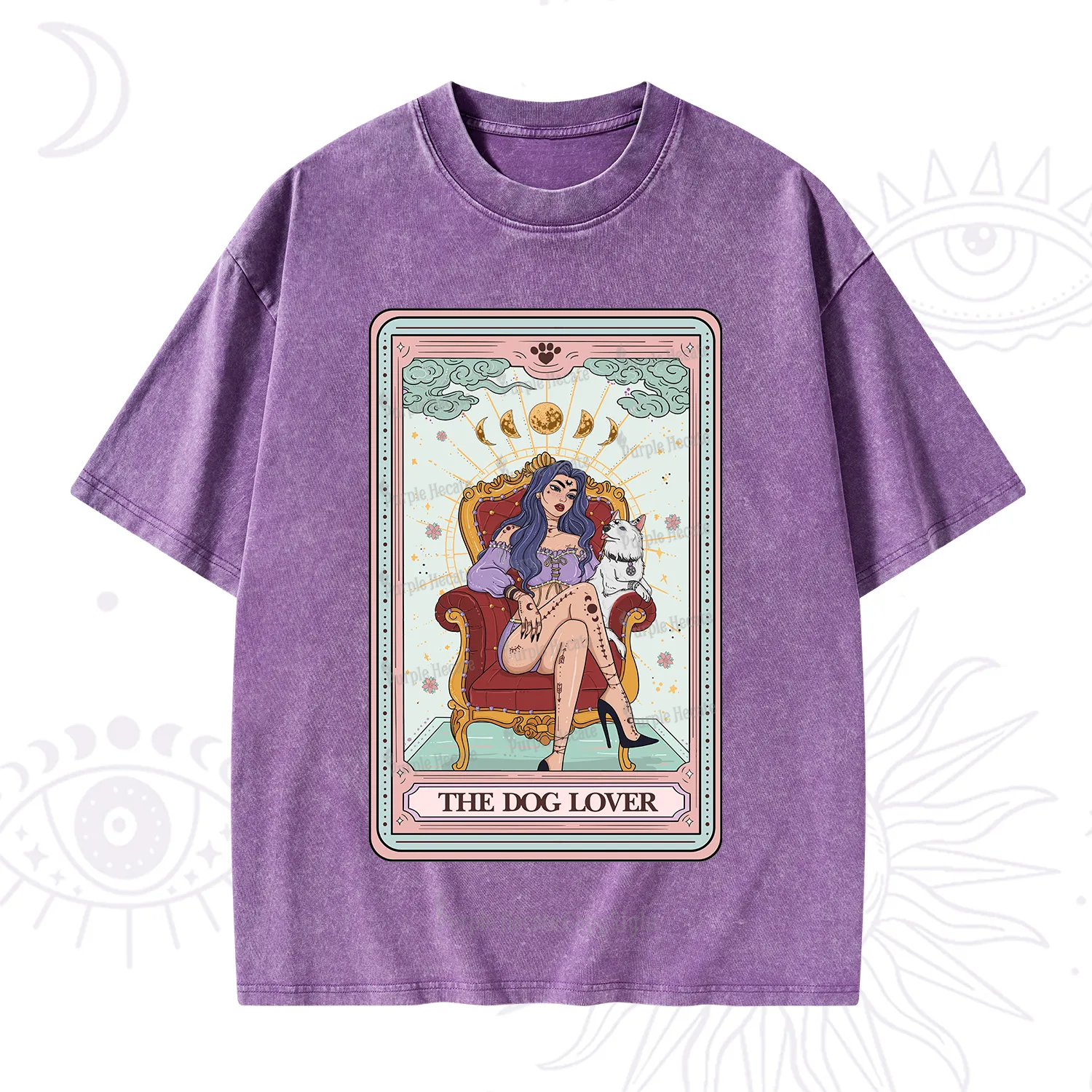 Purplehecate The Dog Lover Tarot Washed T-Shirt