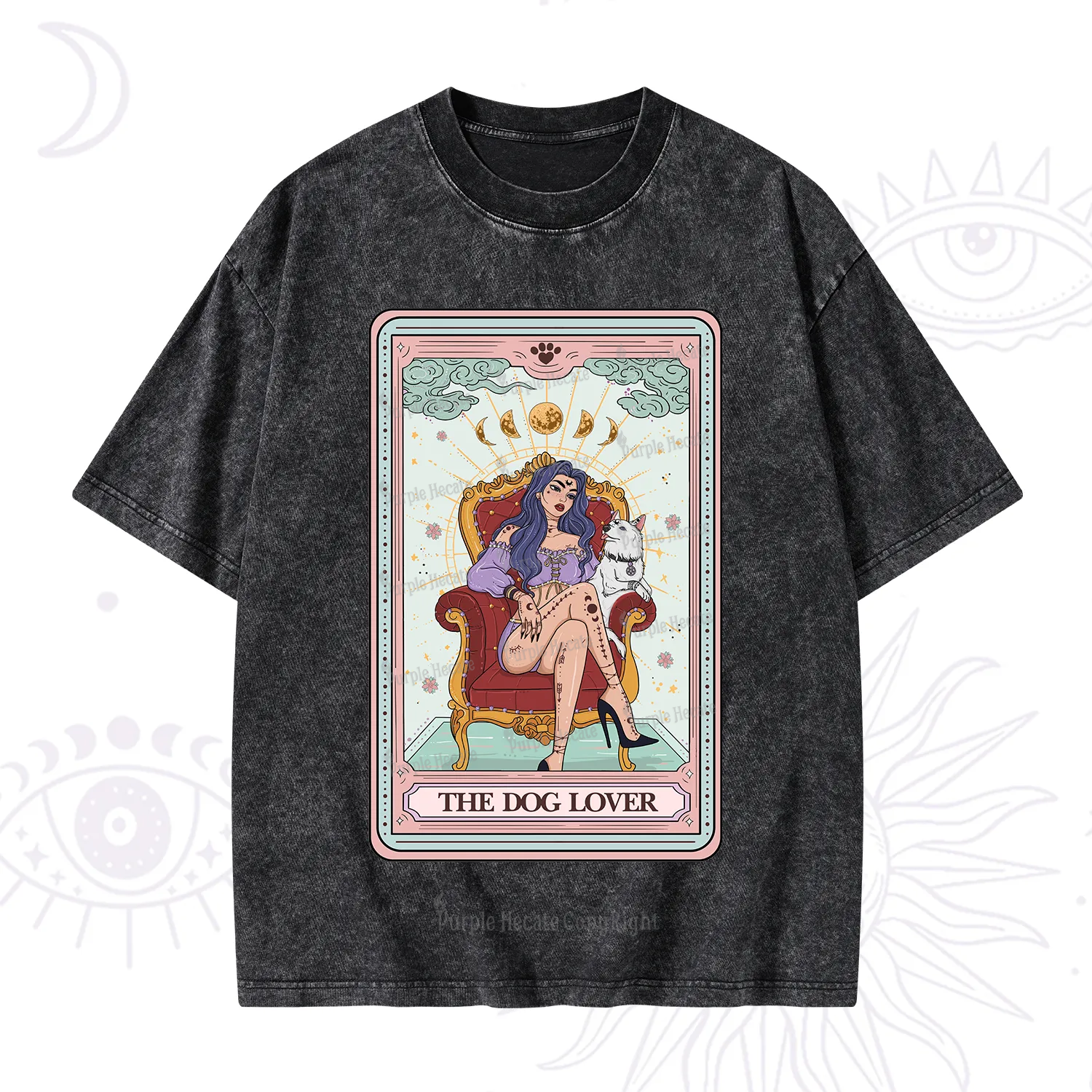Purplehecate The Dog Lover Tarot Washed T-Shirt