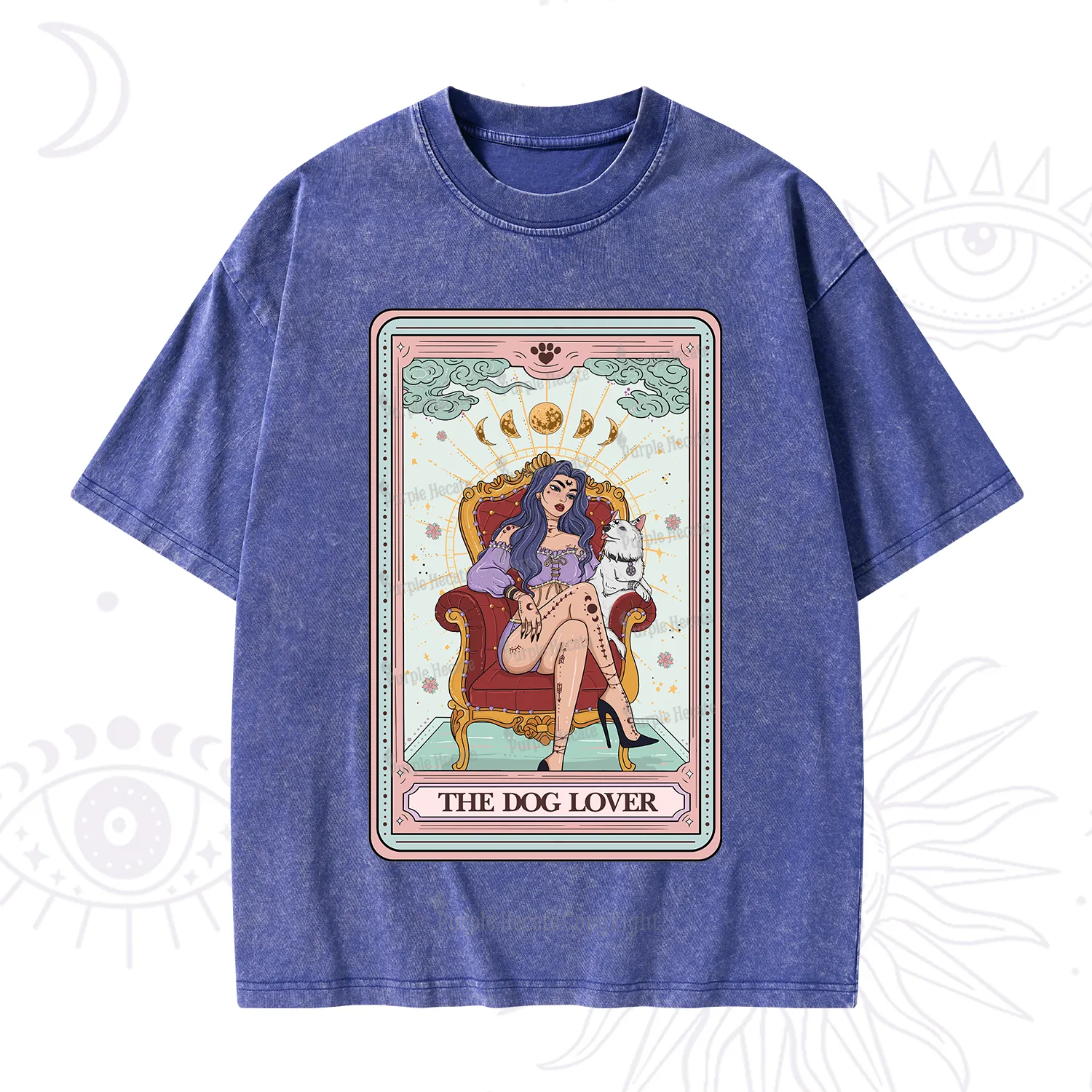Purplehecate The Dog Lover Tarot Washed T-Shirt