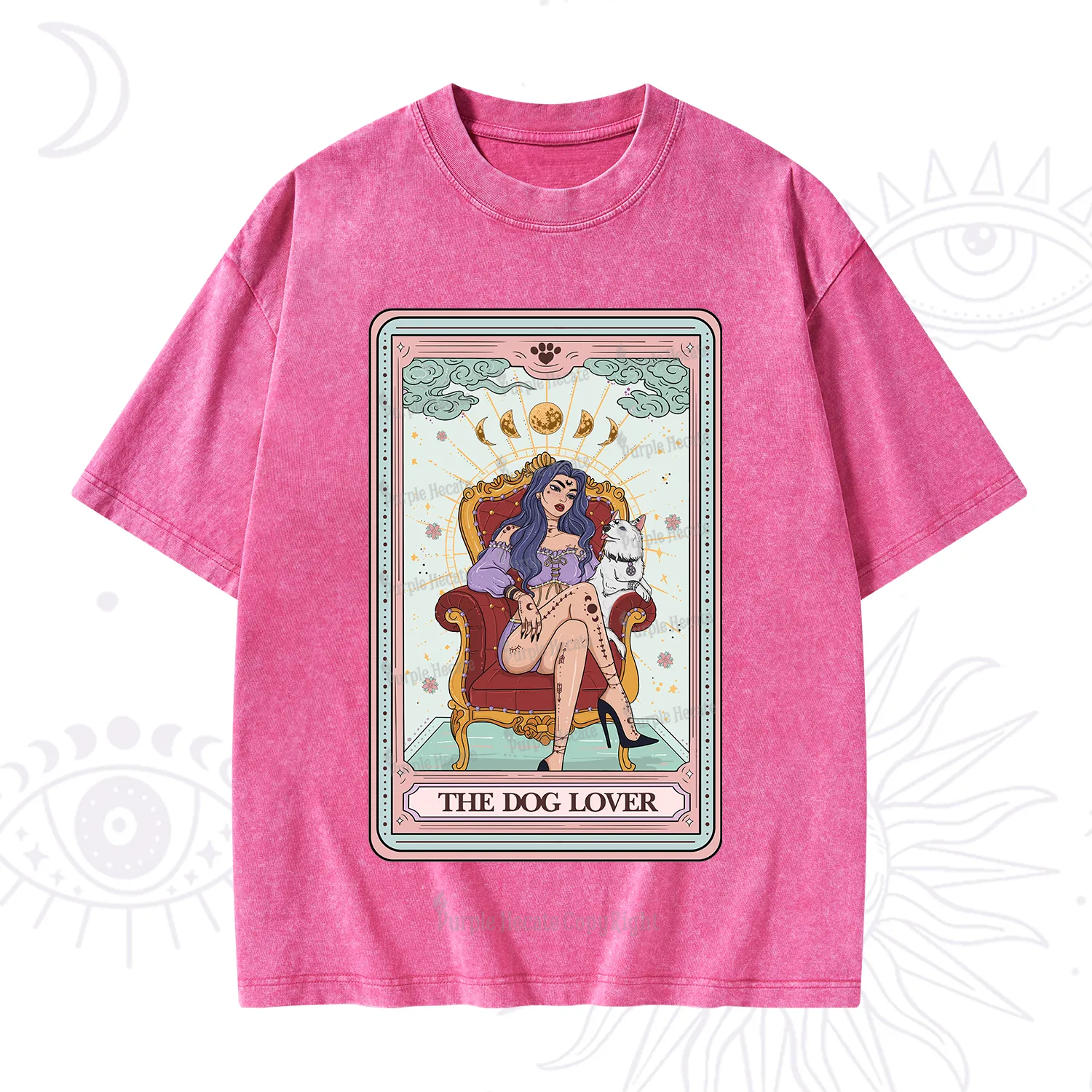 Purplehecate The Dog Lover Tarot Washed T-Shirt