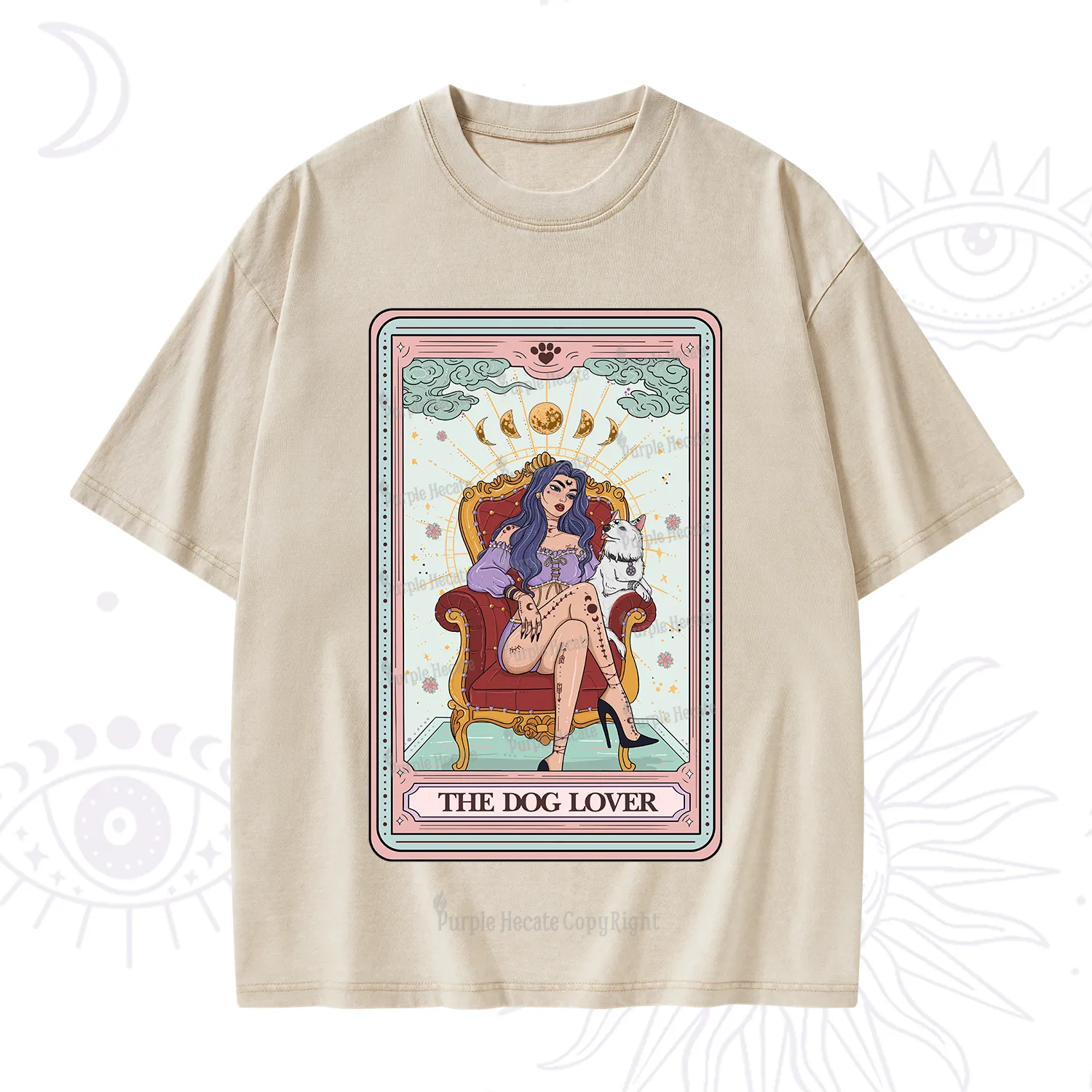 Purplehecate The Dog Lover Tarot Washed T-Shirt