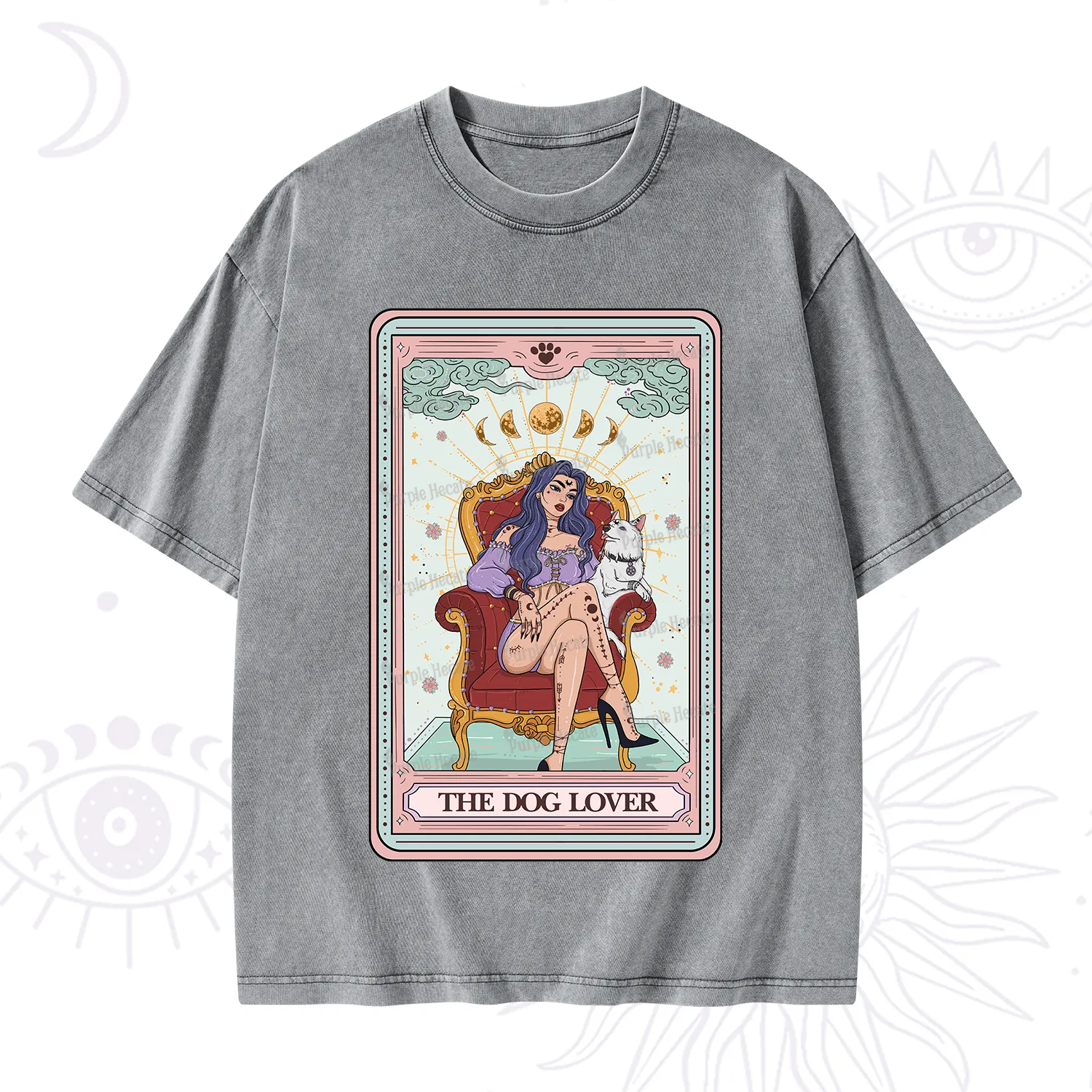 Purplehecate The Dog Lover Tarot Washed T-Shirt