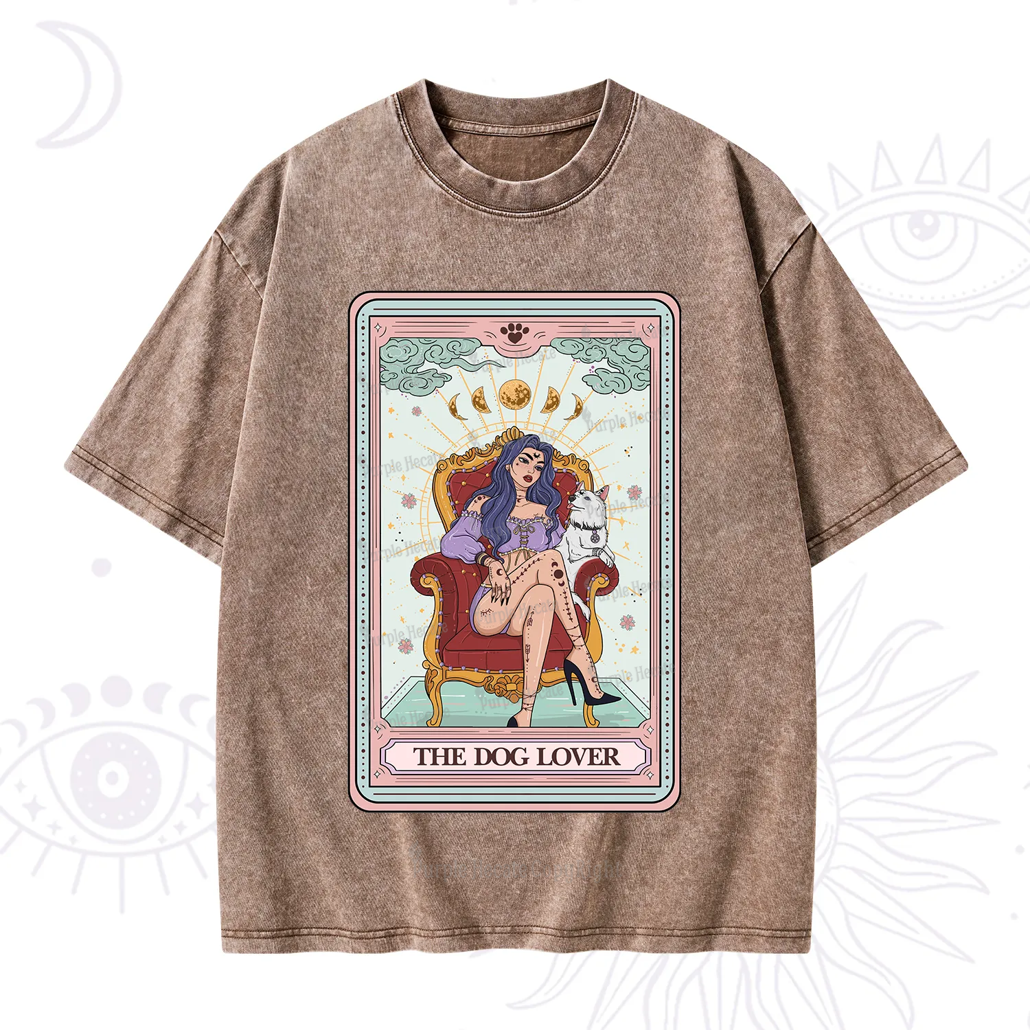 Purplehecate The Dog Lover Tarot Washed T-Shirt