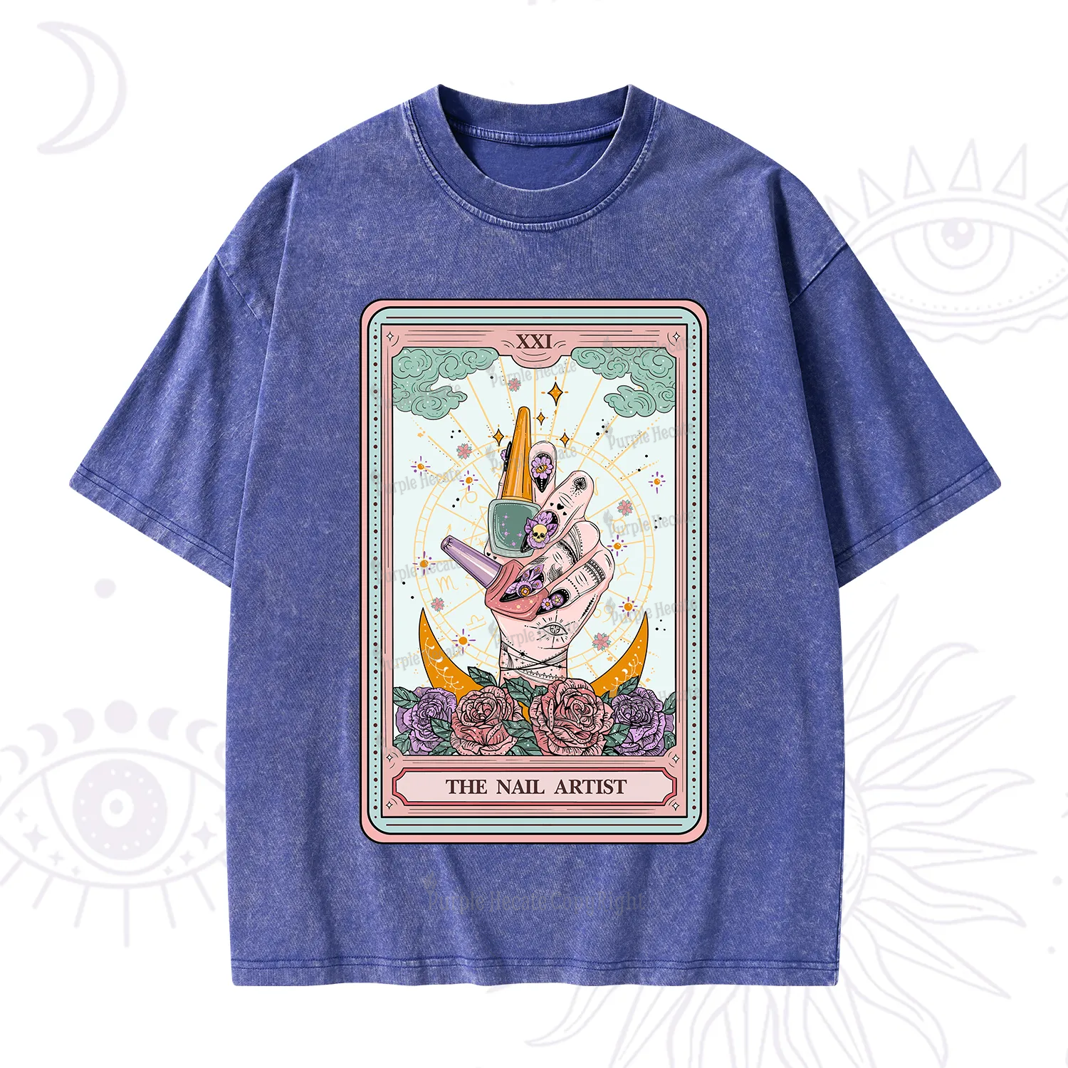 Purplehecate The Badass Nail Artist Tarot Washed T-Shirt