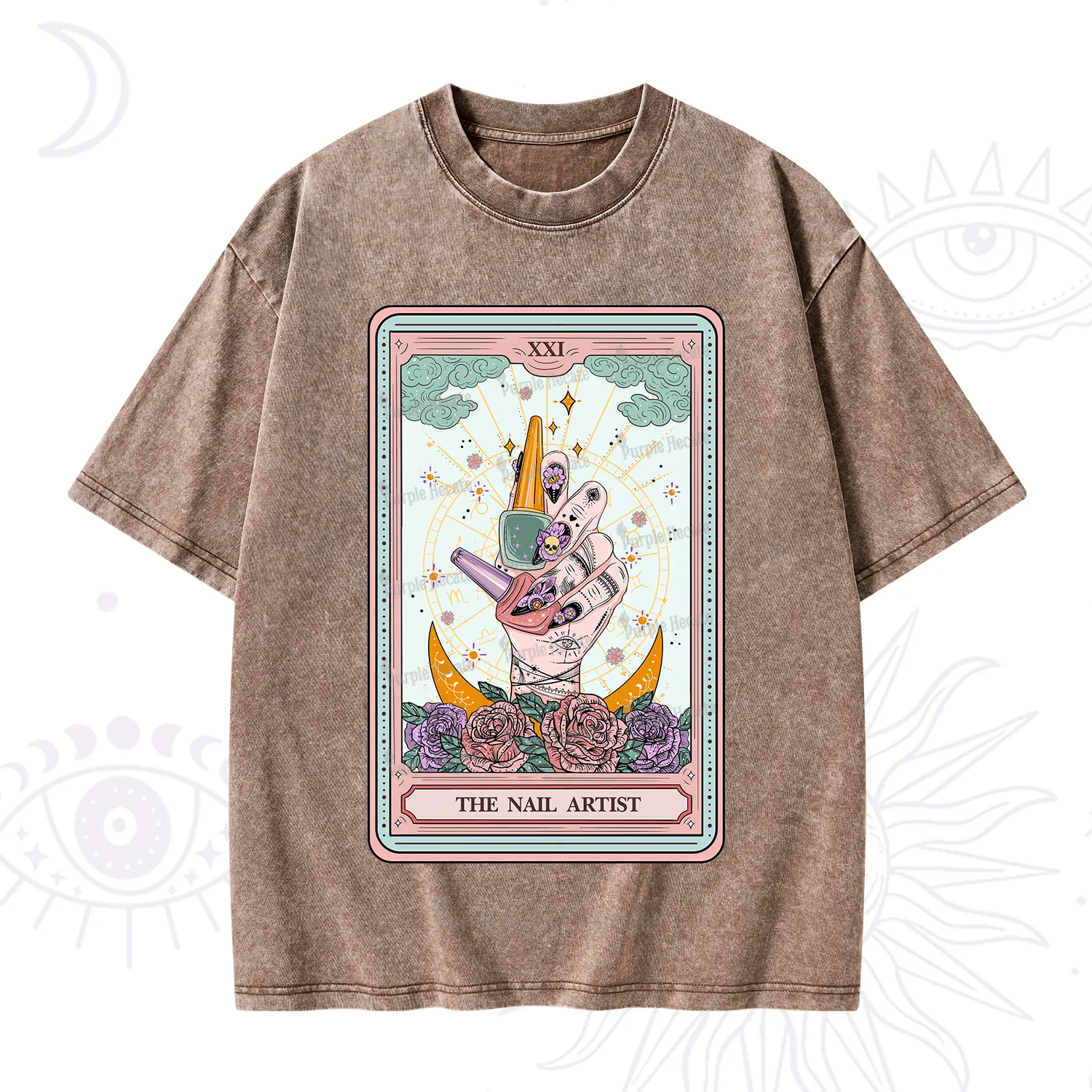 Purplehecate The Badass Nail Artist Tarot Washed T-Shirt