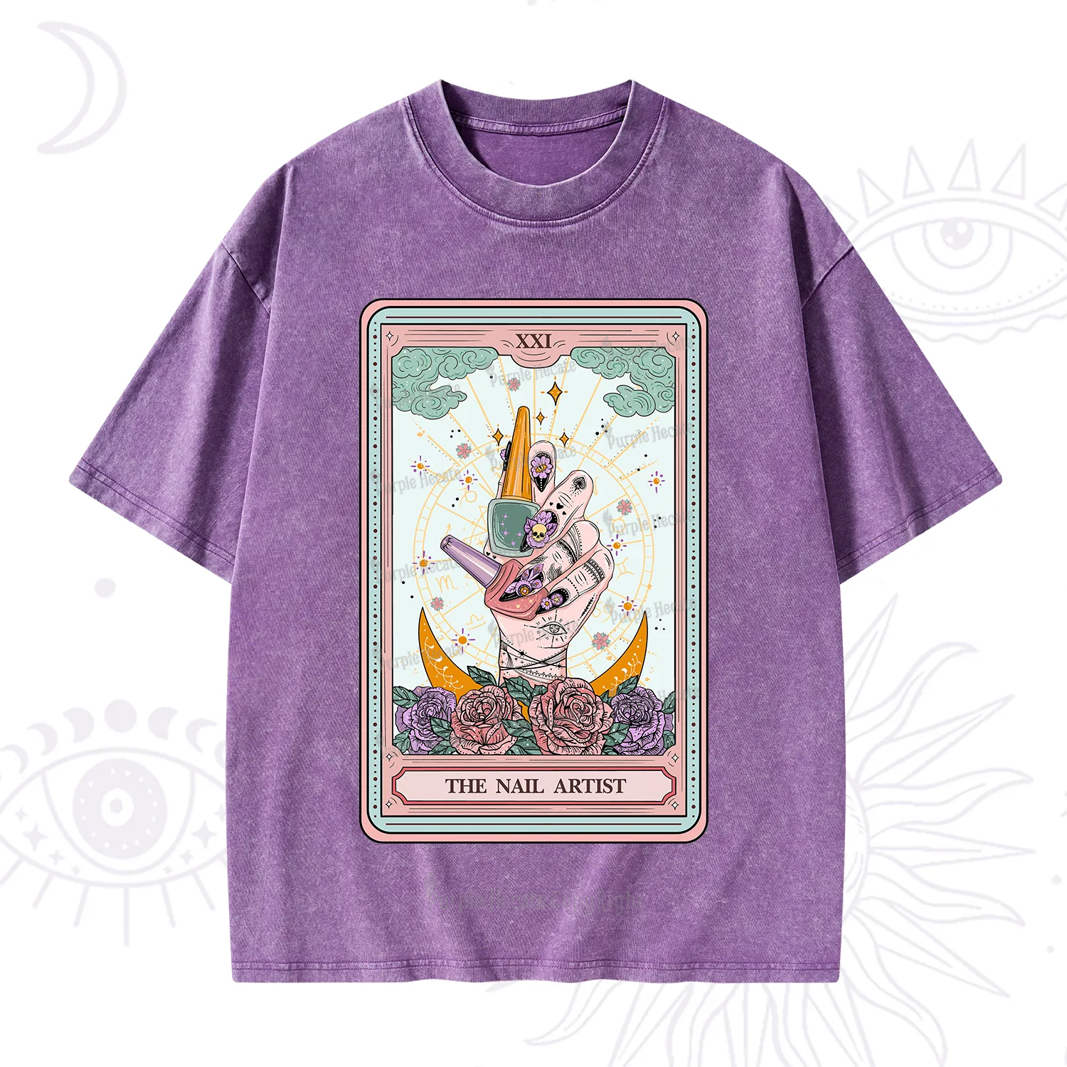 Purplehecate The Badass Nail Artist Tarot Washed T-Shirt