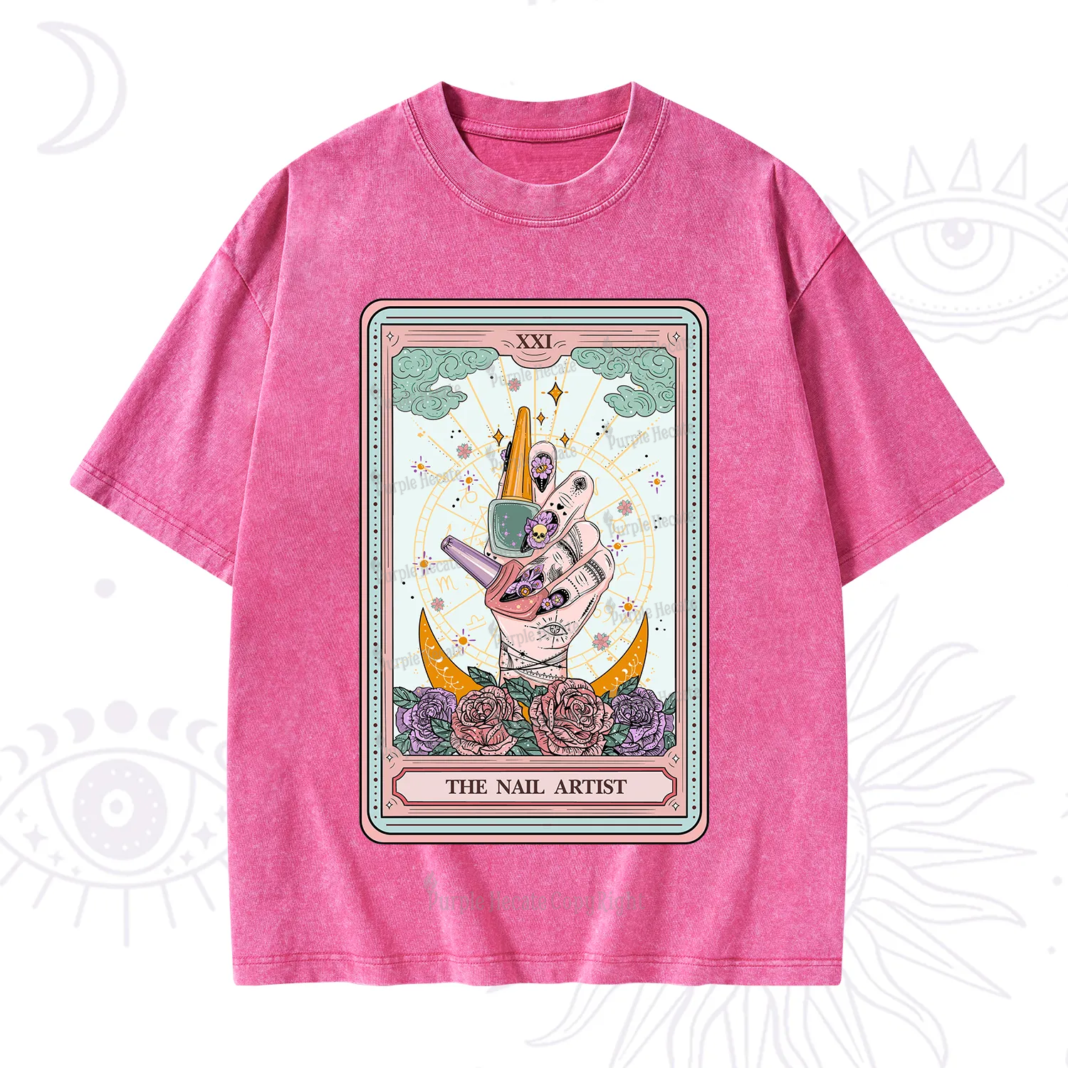 Purplehecate The Badass Nail Artist Tarot Washed T-Shirt