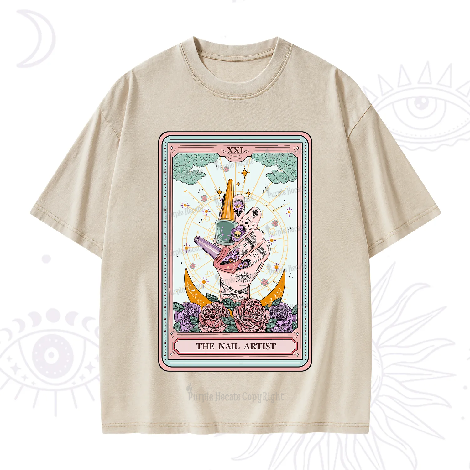 Purplehecate The Badass Nail Artist Tarot Washed T-Shirt