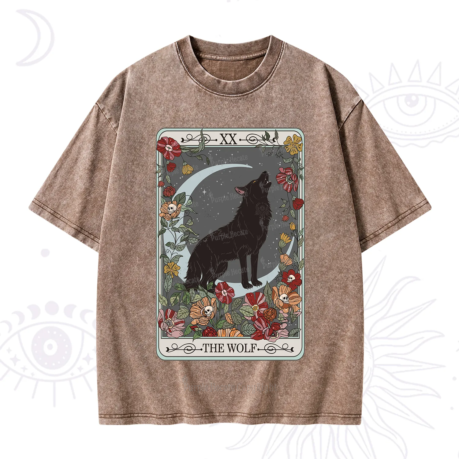 Purplehecate The Wolf Tarot Washed T-Shirt