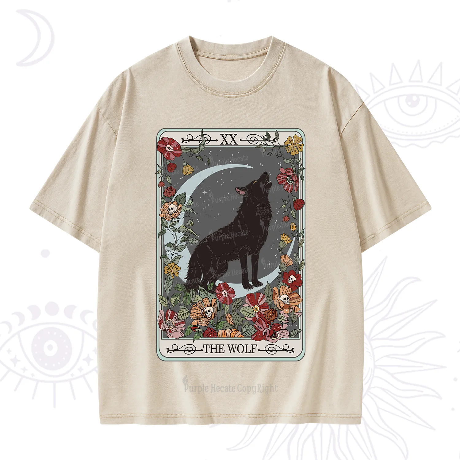 Purplehecate The Wolf Tarot Washed T-Shirt