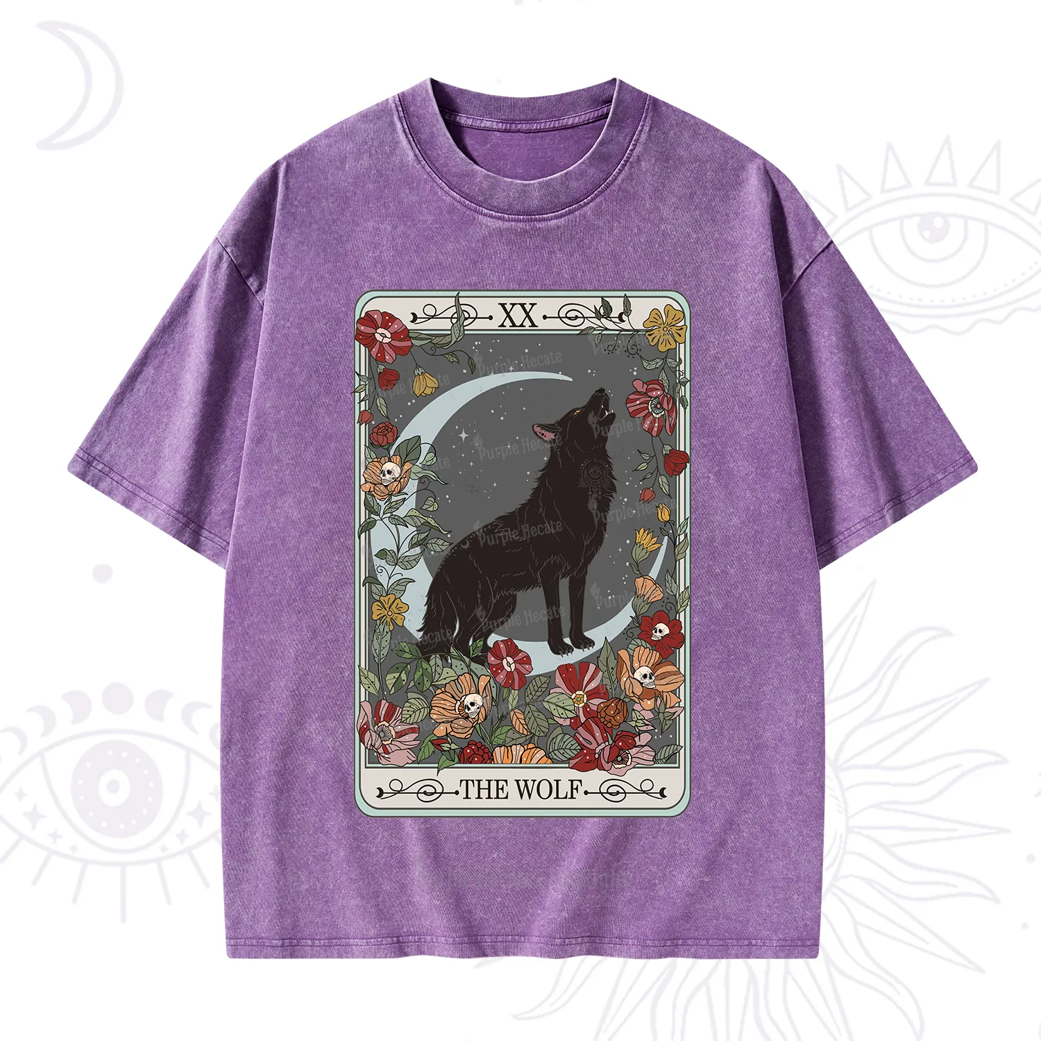 Purplehecate The Wolf Tarot Washed T-Shirt