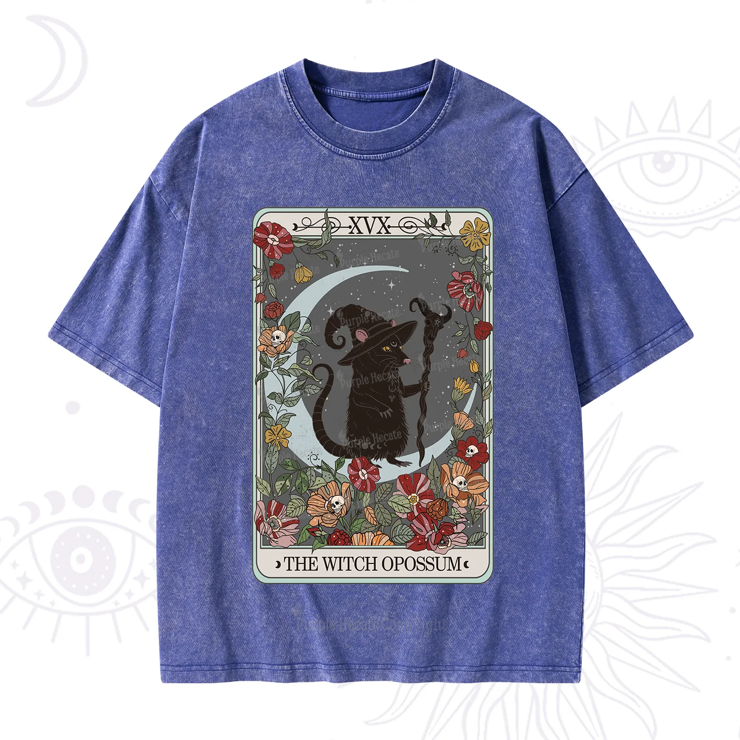 Purplehecate The Witch Opossum Tarot Washed T-Shirt