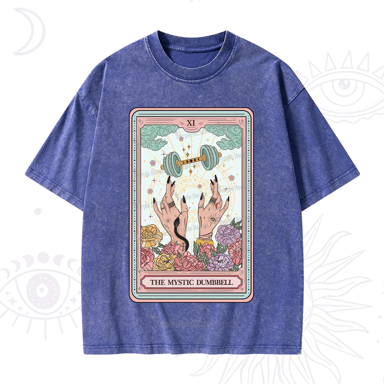 Purplehecate The Mystic Dumbbell Tarot Washed T-Shirt