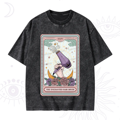 Purplehecate The Enchanted Hair Dryer Tarot Washed T-Shirt