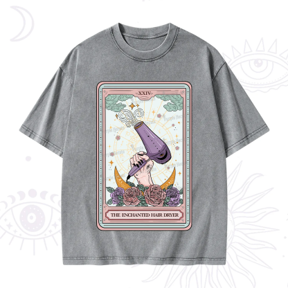 Purplehecate The Enchanted Hair Dryer Tarot Washed T-Shirt