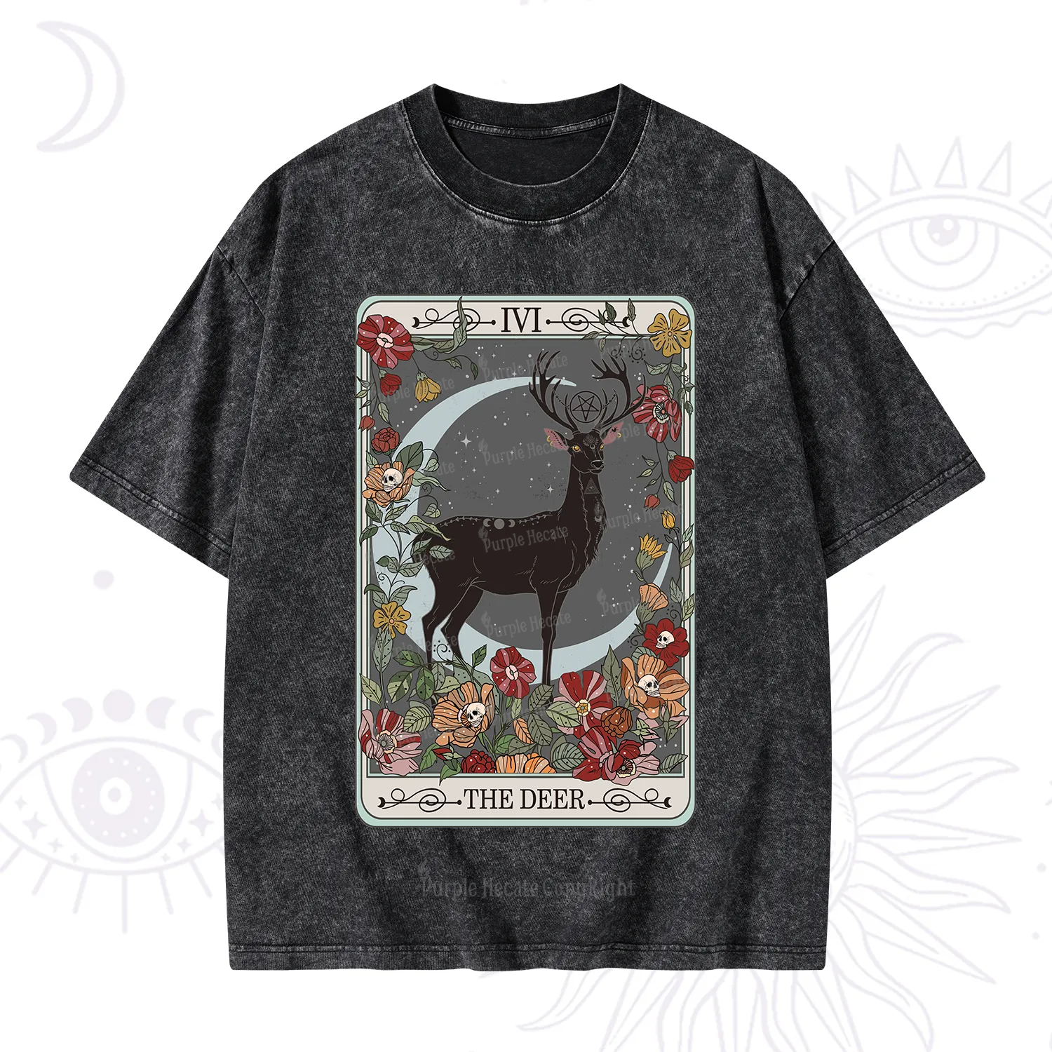 Purplehecate The Deer Tarot Washed T-Shirt