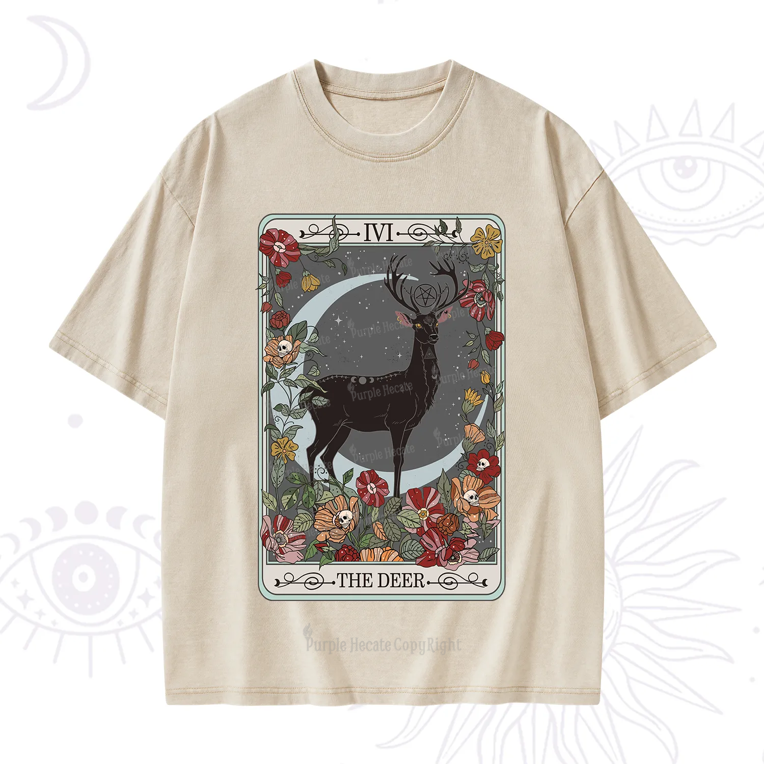 Purplehecate The Deer Tarot Washed T-Shirt