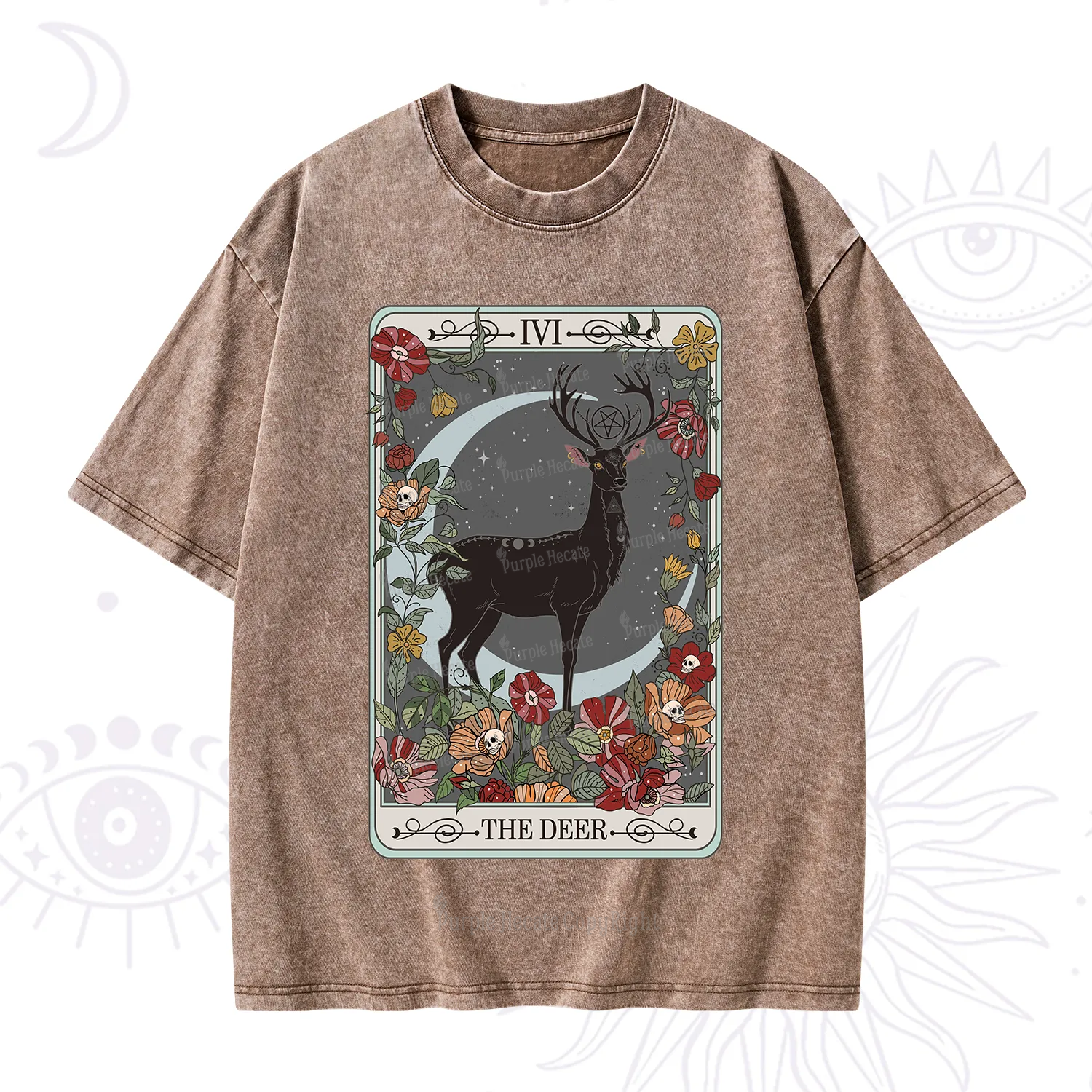 Purplehecate The Deer Tarot Washed T-Shirt
